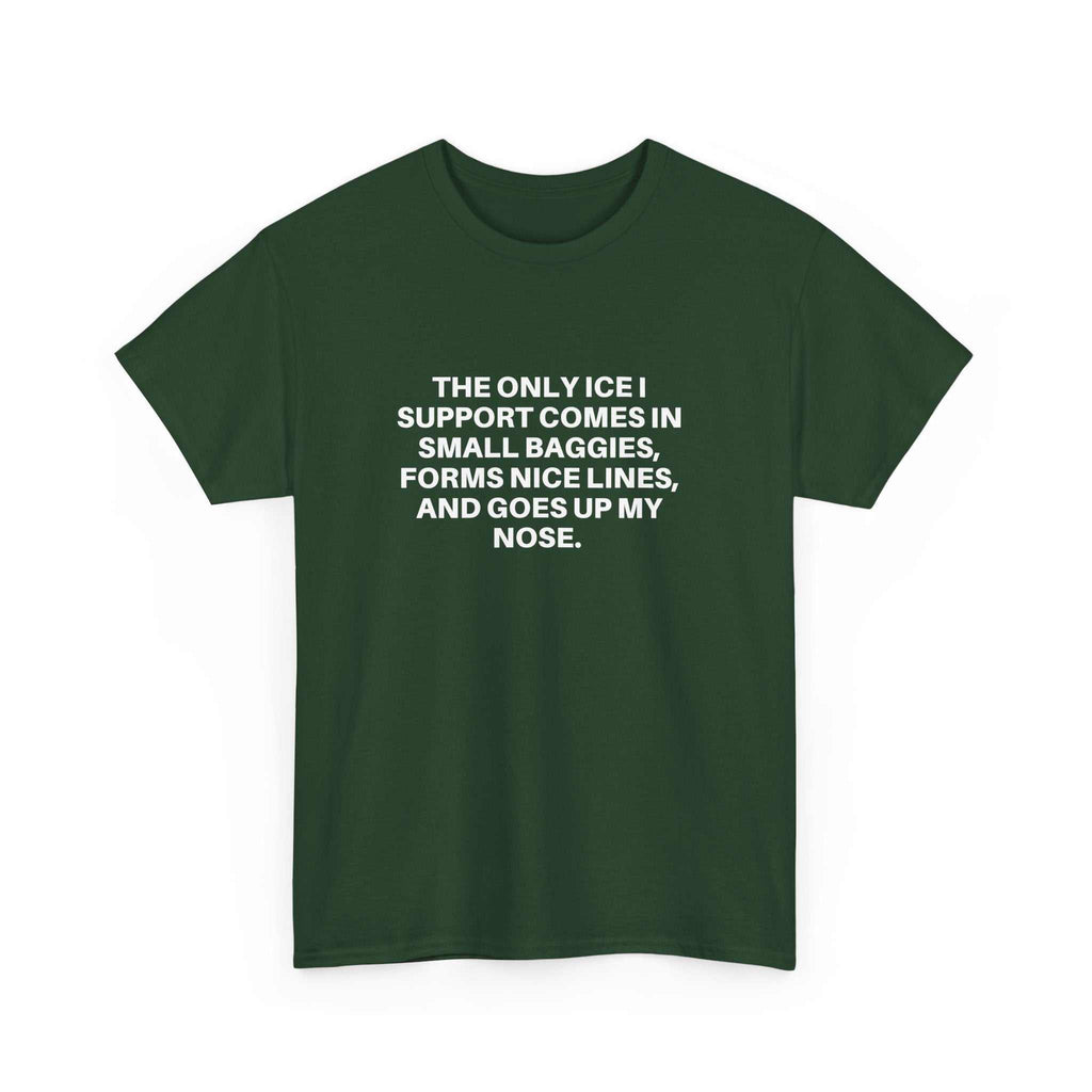 Printify Ice Ice Baby T-Shirt featuring a bold graphic design on a soft cotton fabric in a casual fit.