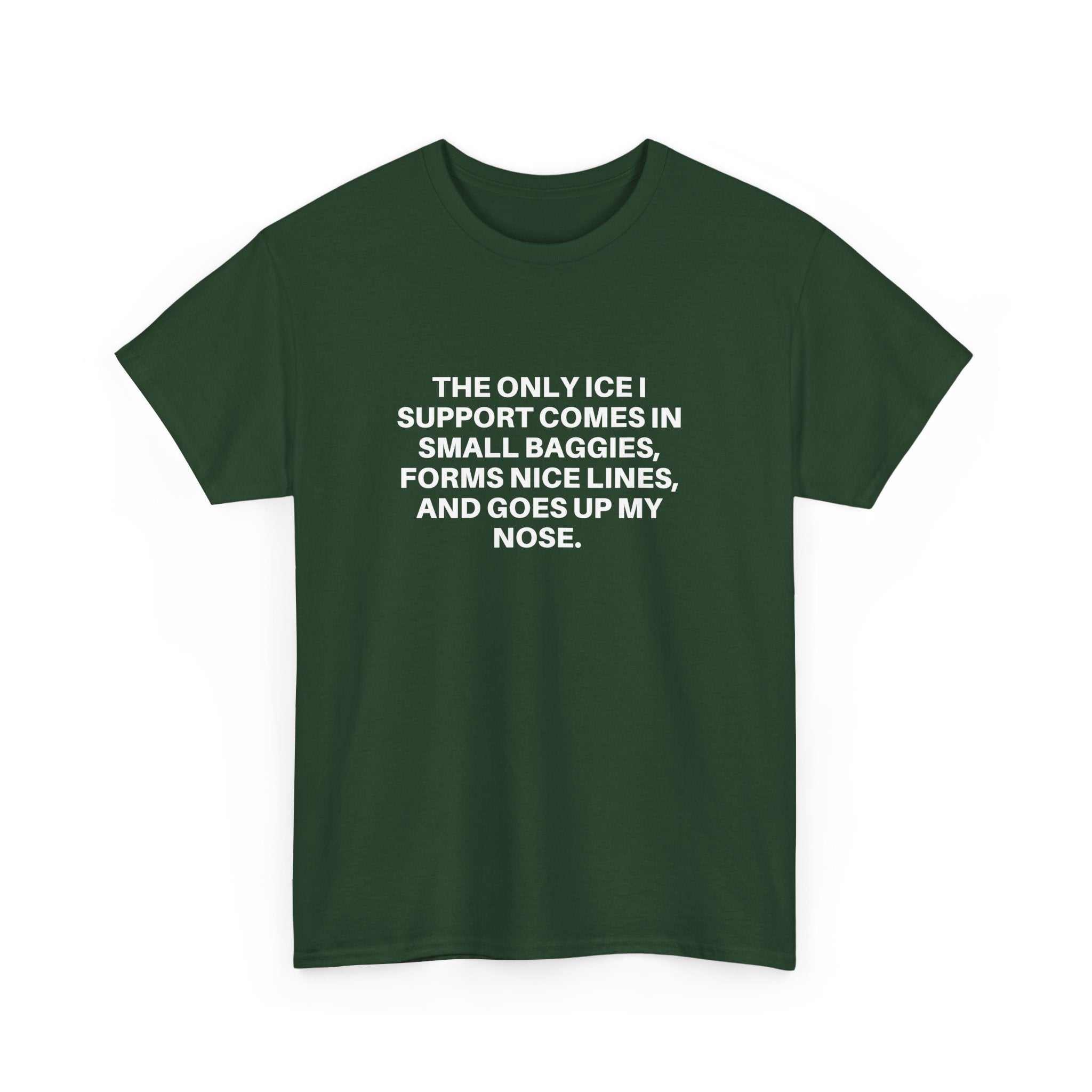 Printify Ice Ice Baby T-Shirt featuring a bold graphic design on a soft cotton fabric in a casual fit.