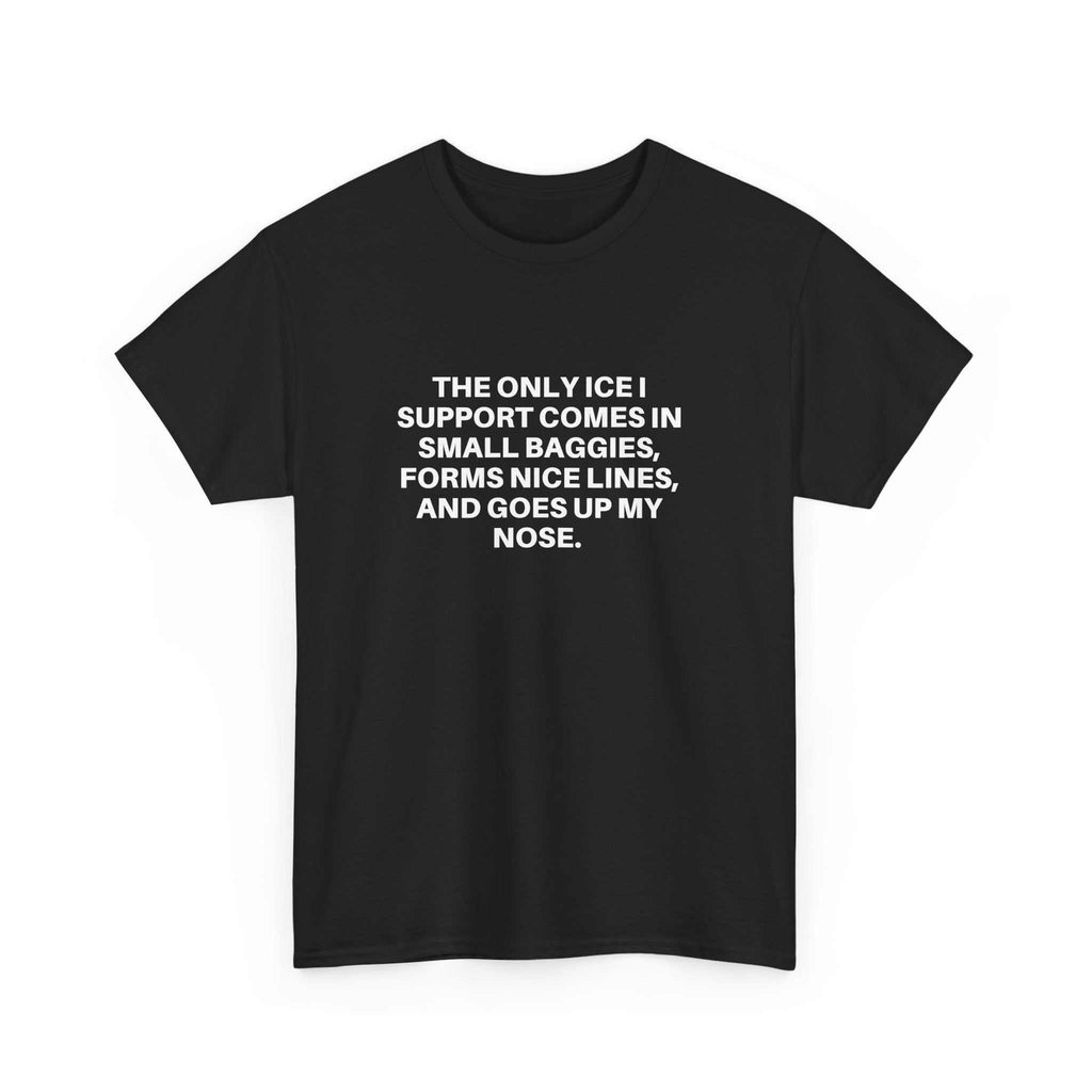 Printify Ice Ice Baby T-Shirt featuring a bold graphic design on a soft fabric in a casual fit.