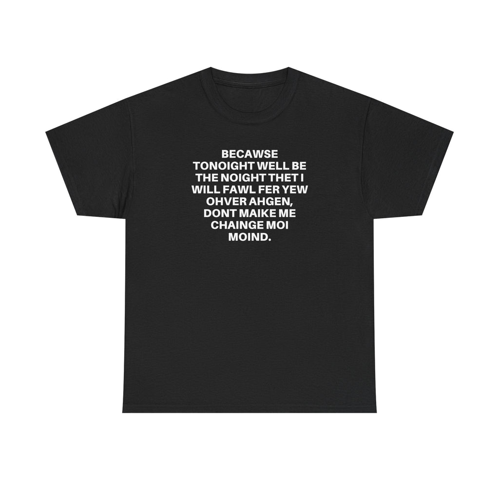 Over Again black crewneck t-shirt with white text print, soft breathable cotton, classic fit, unisex style