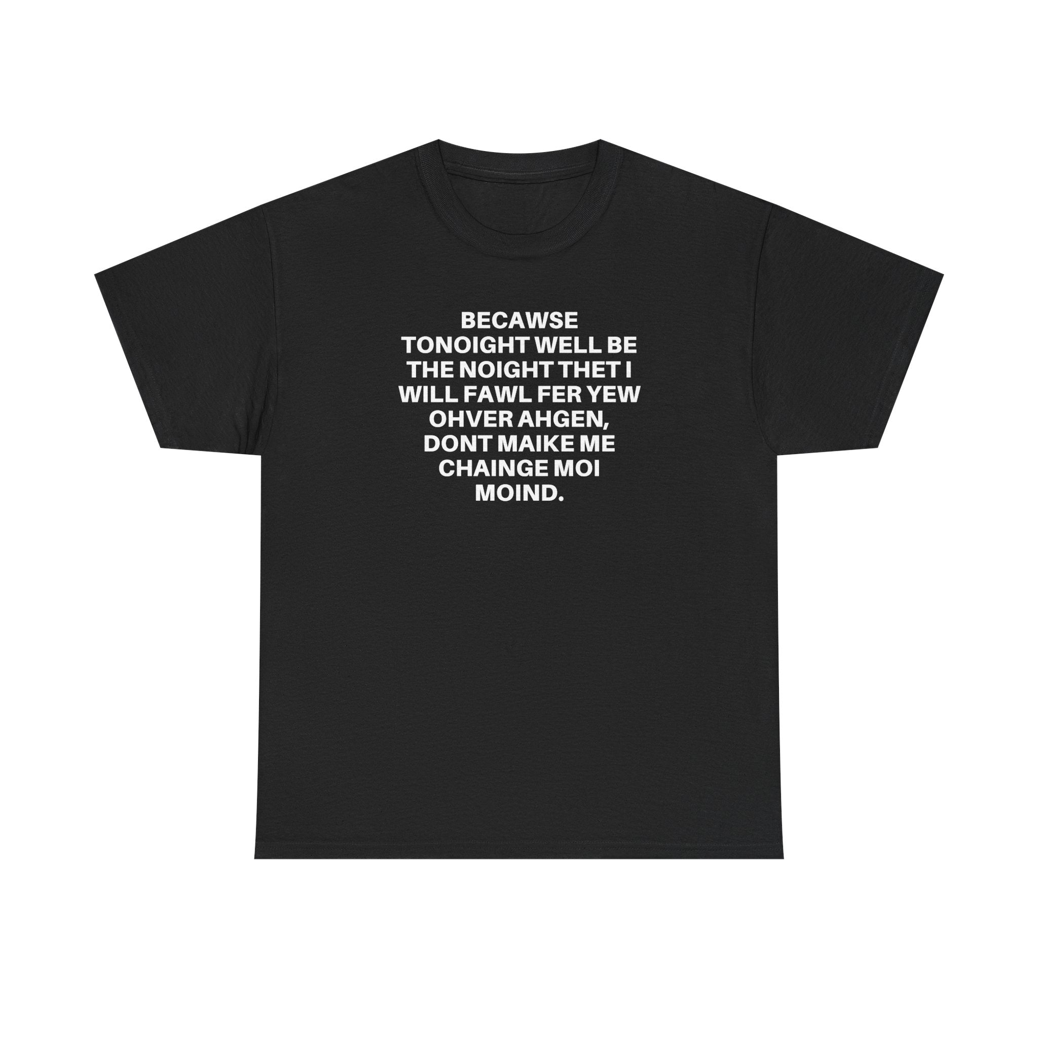 Over Again black crewneck t-shirt with white text print, soft breathable cotton, classic fit, unisex style
