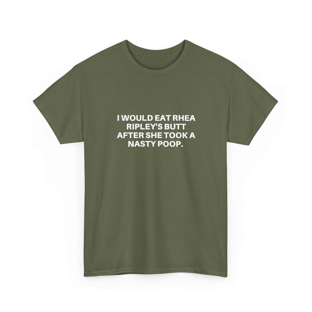 Rhea Ripley t-shirt by Printify featuring a bold graphic design on soft fabric.
