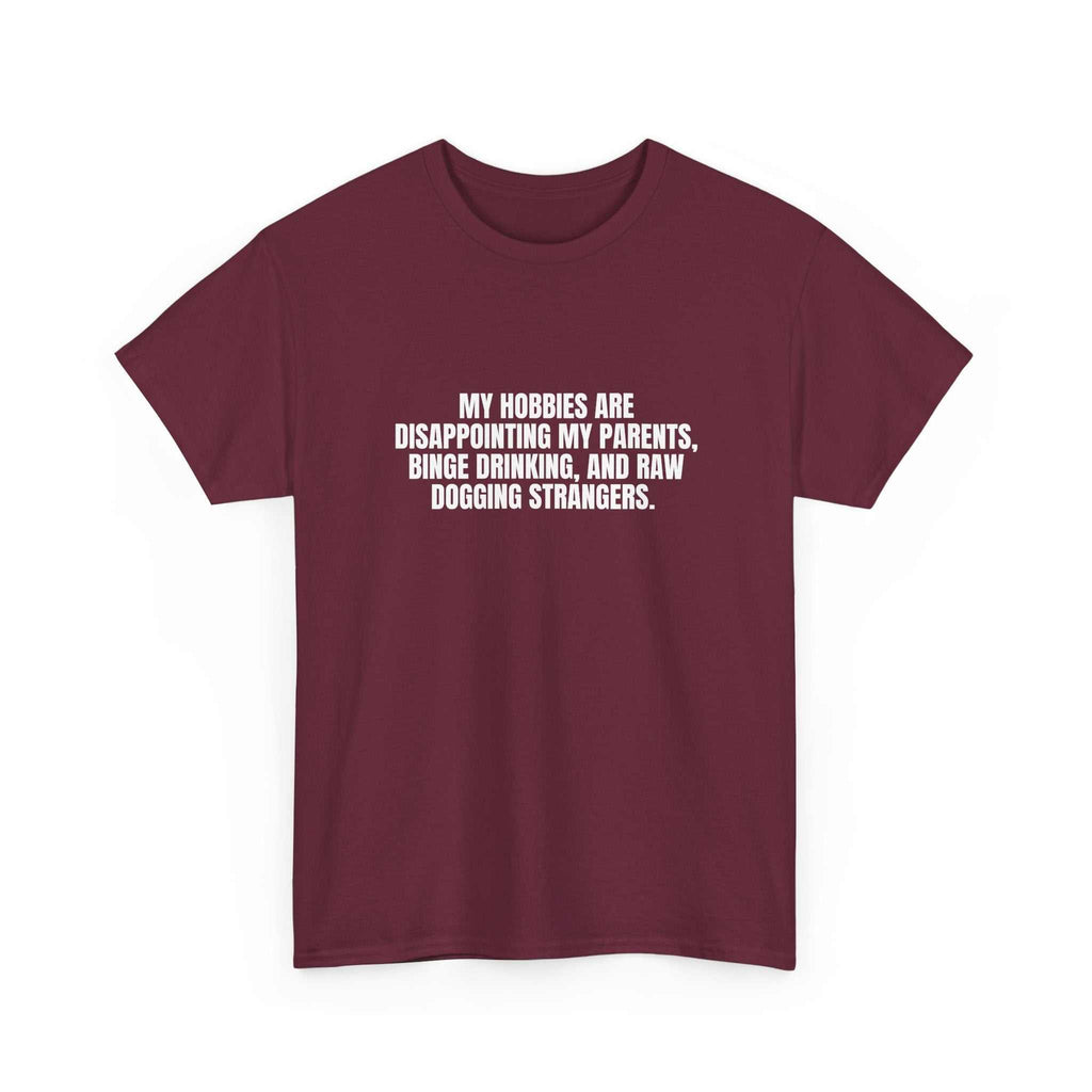 Printify I Got Hobbies T-Shirt featuring a playful graphic design in vibrant colors on a casual fit tee.