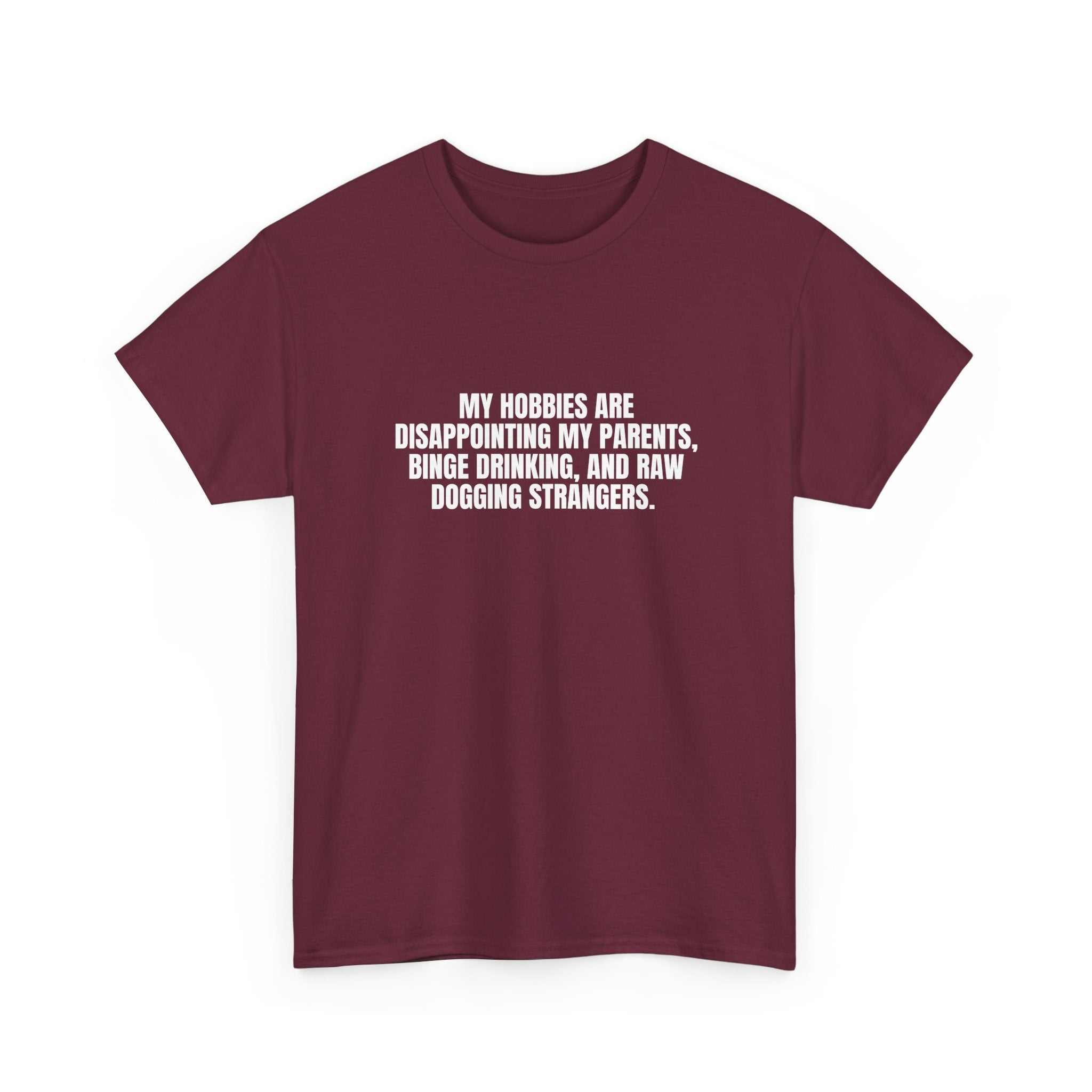 Printify I Got Hobbies T-Shirt featuring a playful graphic design in vibrant colors on a casual fit tee.