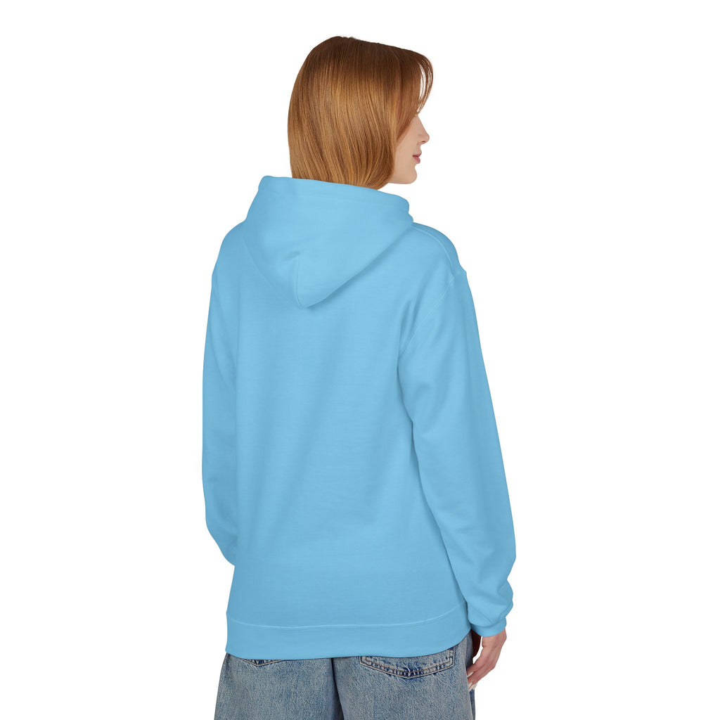 Printify Deeper Level Hoodie in a relaxed fit, featuring a cozy hood and front pocket, displayed in a neutral color.
