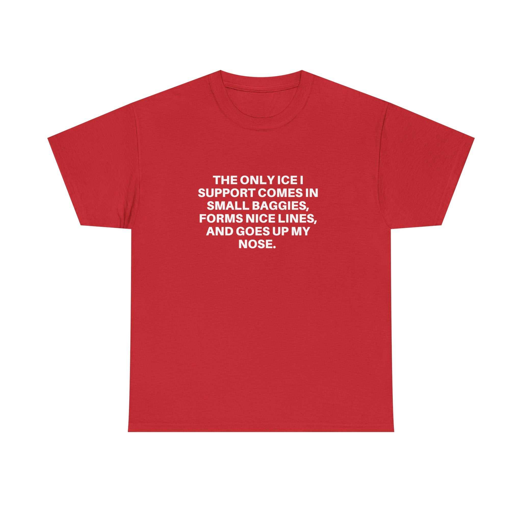 Printify Ice Ice Baby t-shirt featuring a cool graphic design in a relaxed fit on a white background.