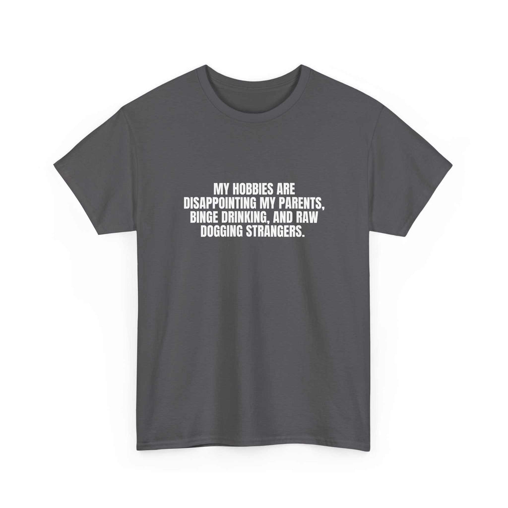 White "I Got Hobbies" T-shirt by Printify featuring a bold graphic design on soft cotton fabric.