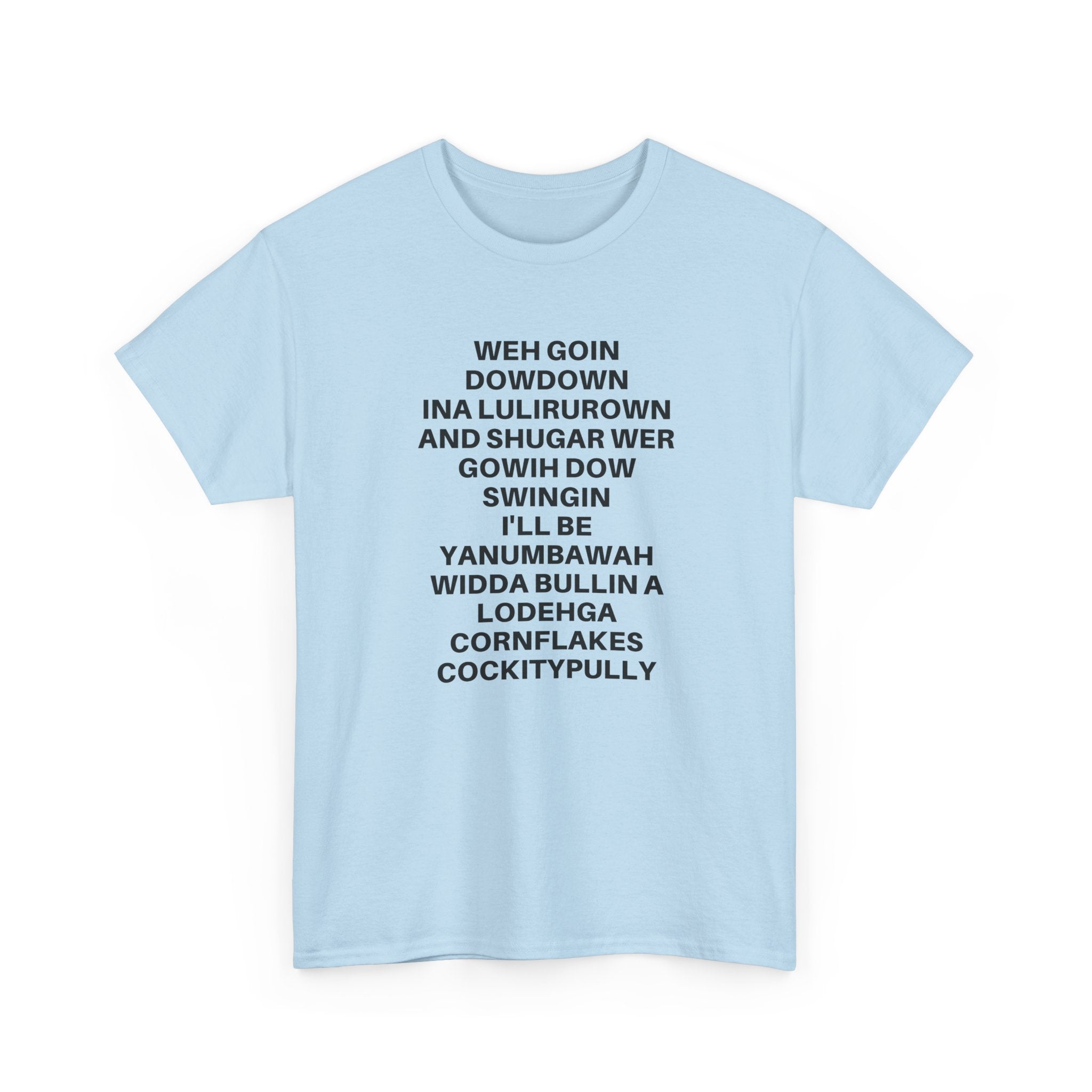 Black "Going Down Swingin'" T-Shirt by Printify, featuring bold graphic text on a soft cotton fabric.
