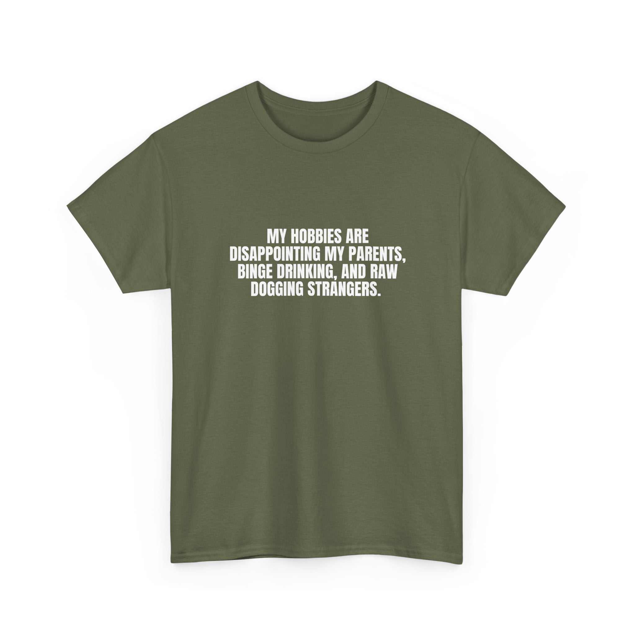 I Got Hobbies t-shirt by Printify featuring a fun graphic design and comfortable fit in a casual style.