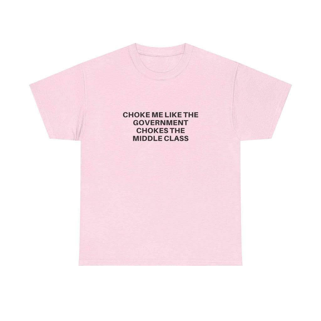 Black "Choke Me" t-shirt by Printify featuring bold, graphic text on a soft cotton fabric.