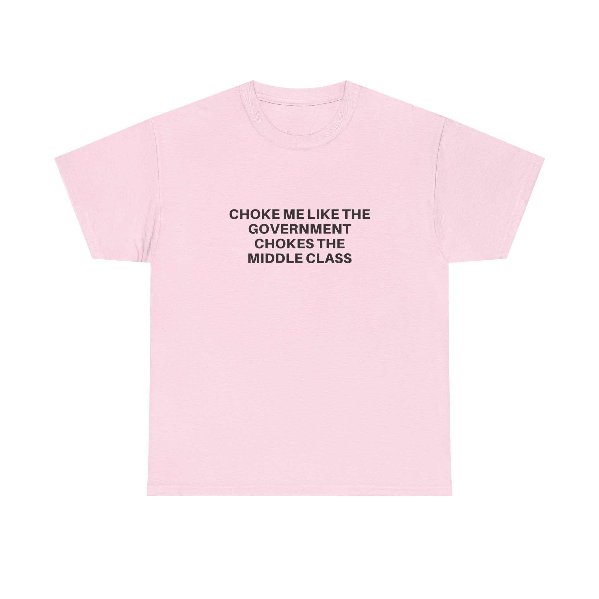 Black "Choke Me" t-shirt by Printify featuring bold, graphic text on a soft cotton fabric.