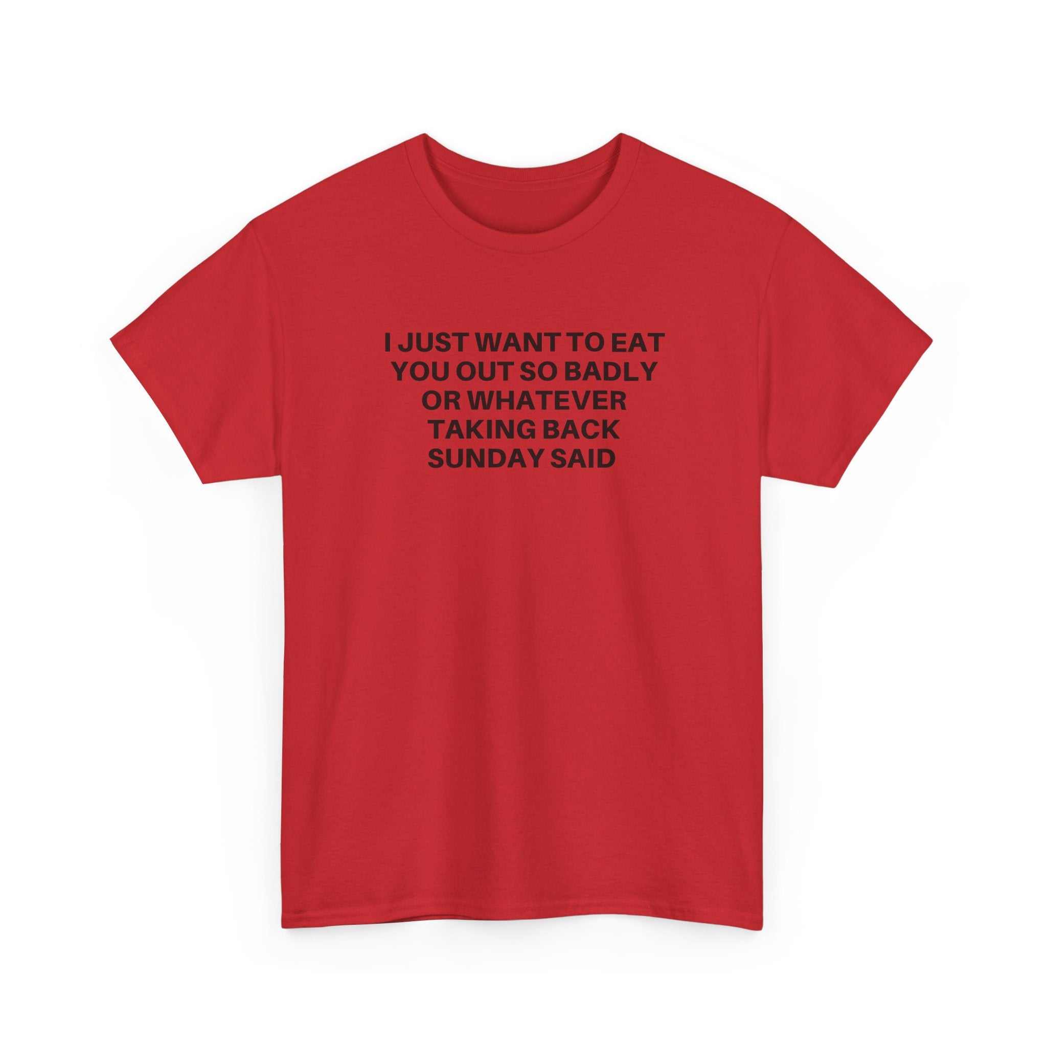 White Printify t-shirt featuring a graphic design, displayed flat on a wooden surface.