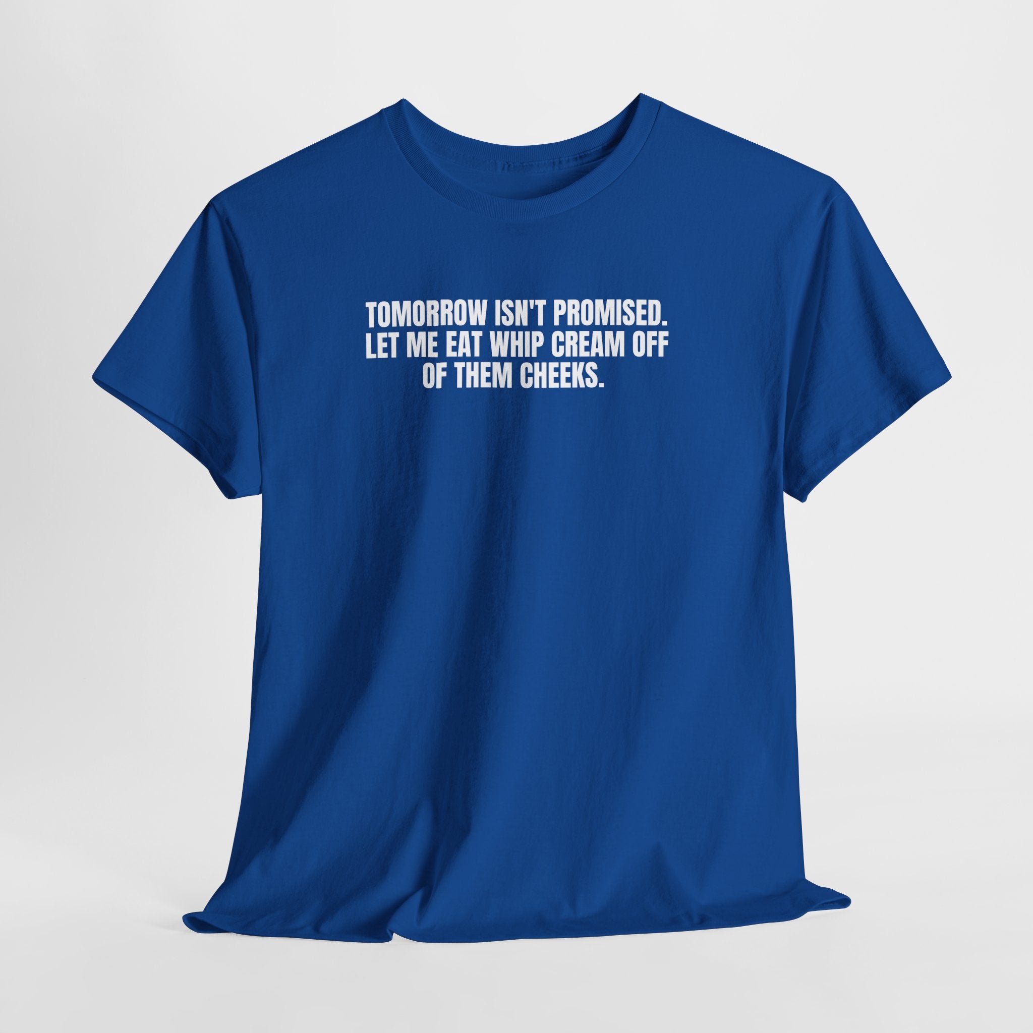Black T-shirt by Printify featuring the phrase "Tomorrow really Isn’t Promised" in bold, modern typography.