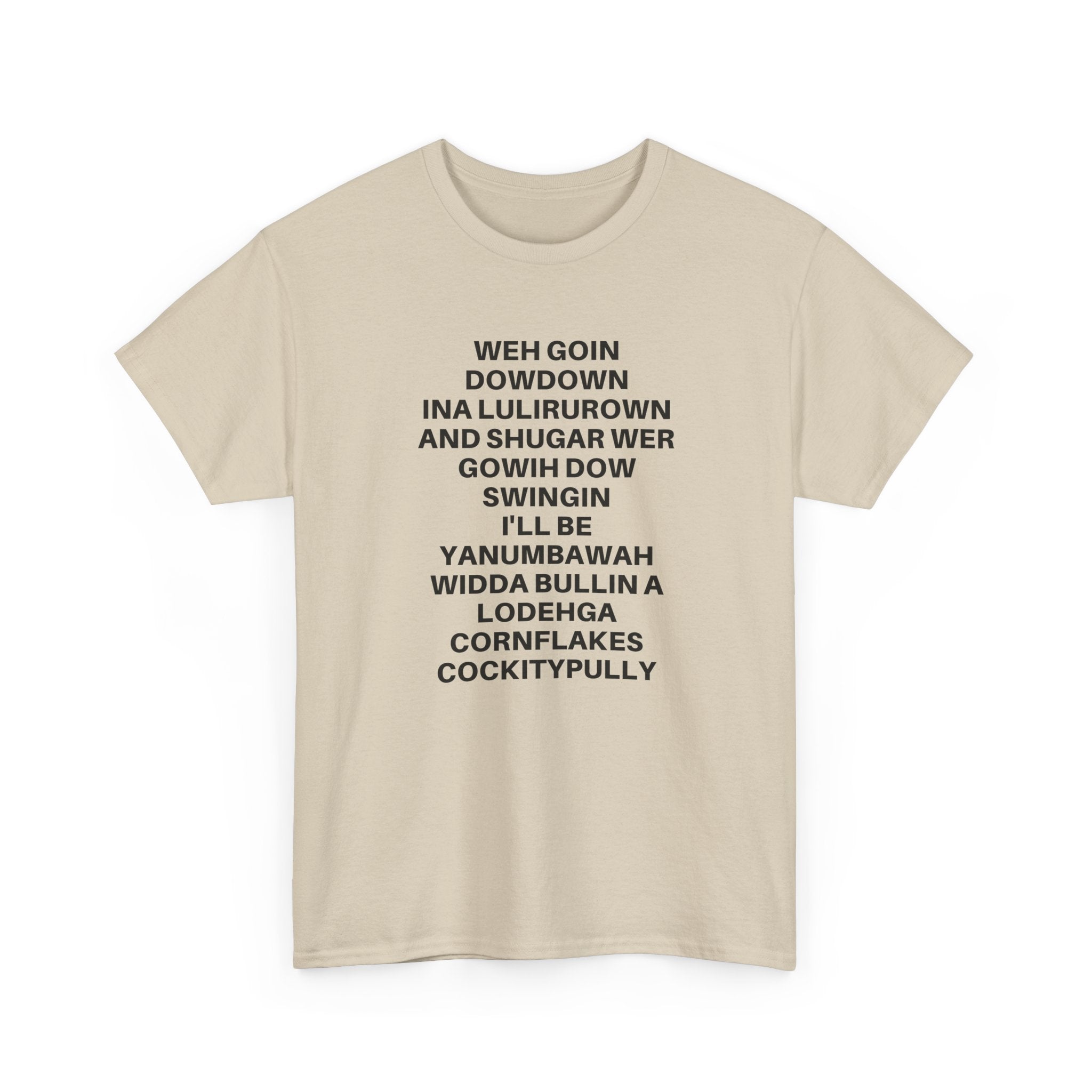 Printify going down swingin' T-Shirt in black featuring a bold graphic design and a comfortable fit.