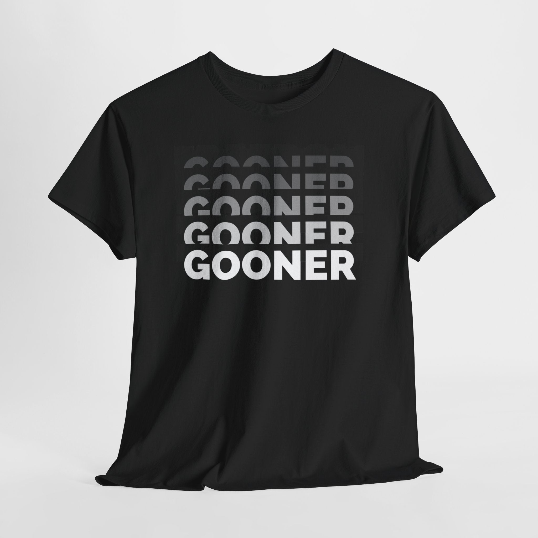 Black Gooner stacked fading print cotton crew neck t-shirt with relaxed fit