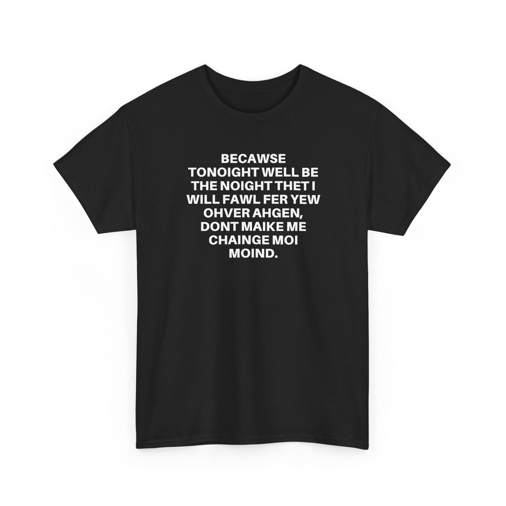 White Printify t-shirt featuring "Over Again" graphic design on a flat lay surface.