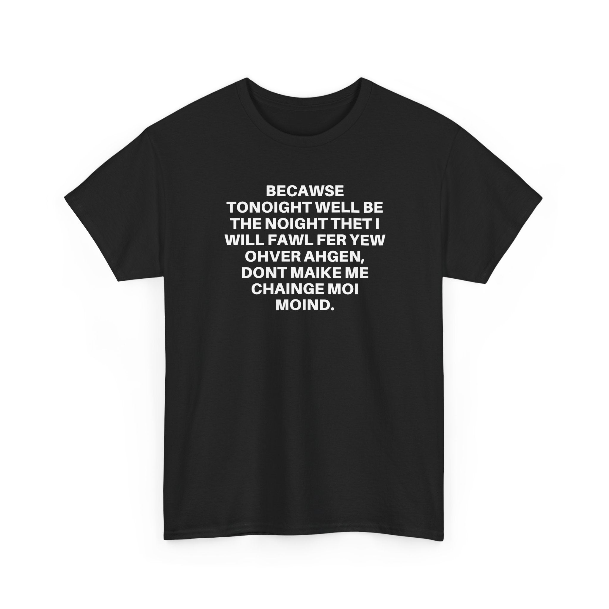White Printify t-shirt featuring "Over Again" graphic design on a flat lay surface.