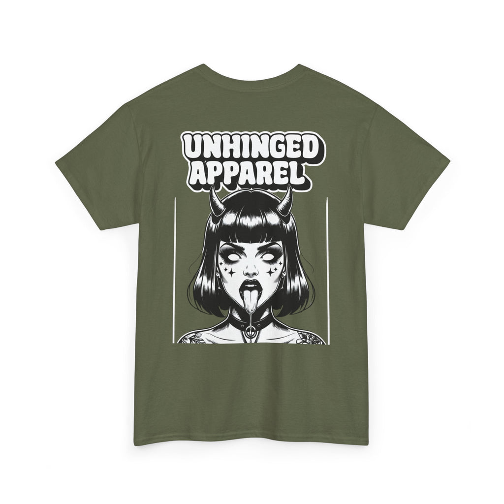 Unhinged Apparel Brand Tee- Double Sided Devil Girl