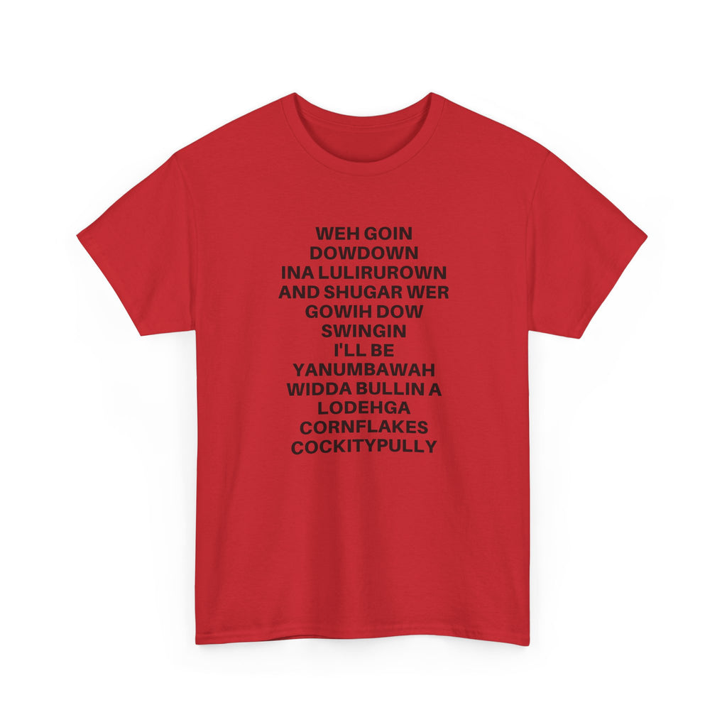 Printify going down swingin' T-shirt featuring a bold graphic design on a comfortable, casual fit.