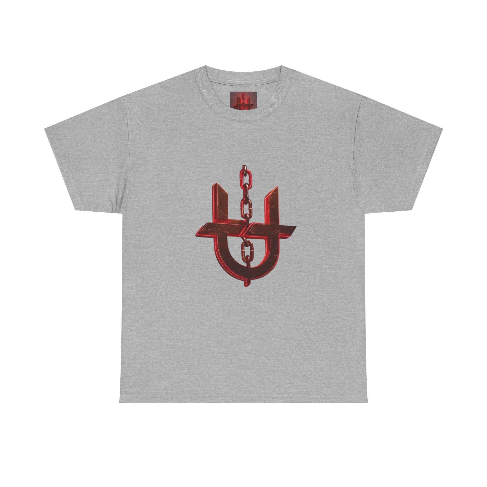 Red Unhinged Logo T-Shirt by Printify featuring a bold graphic design on soft fabric.