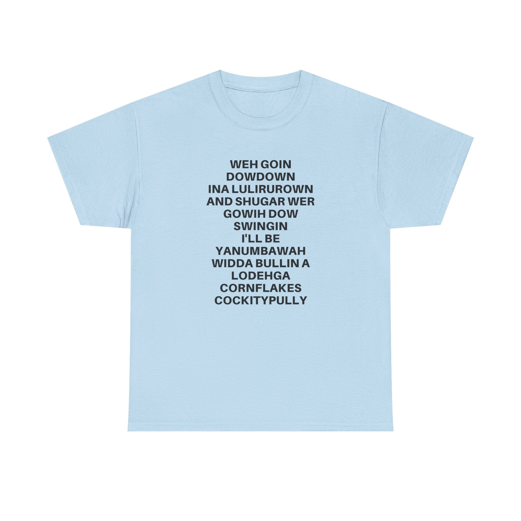 Black "Going Down Swingin'" T-Shirt by Printify featuring bold graphic design and relaxed fit.