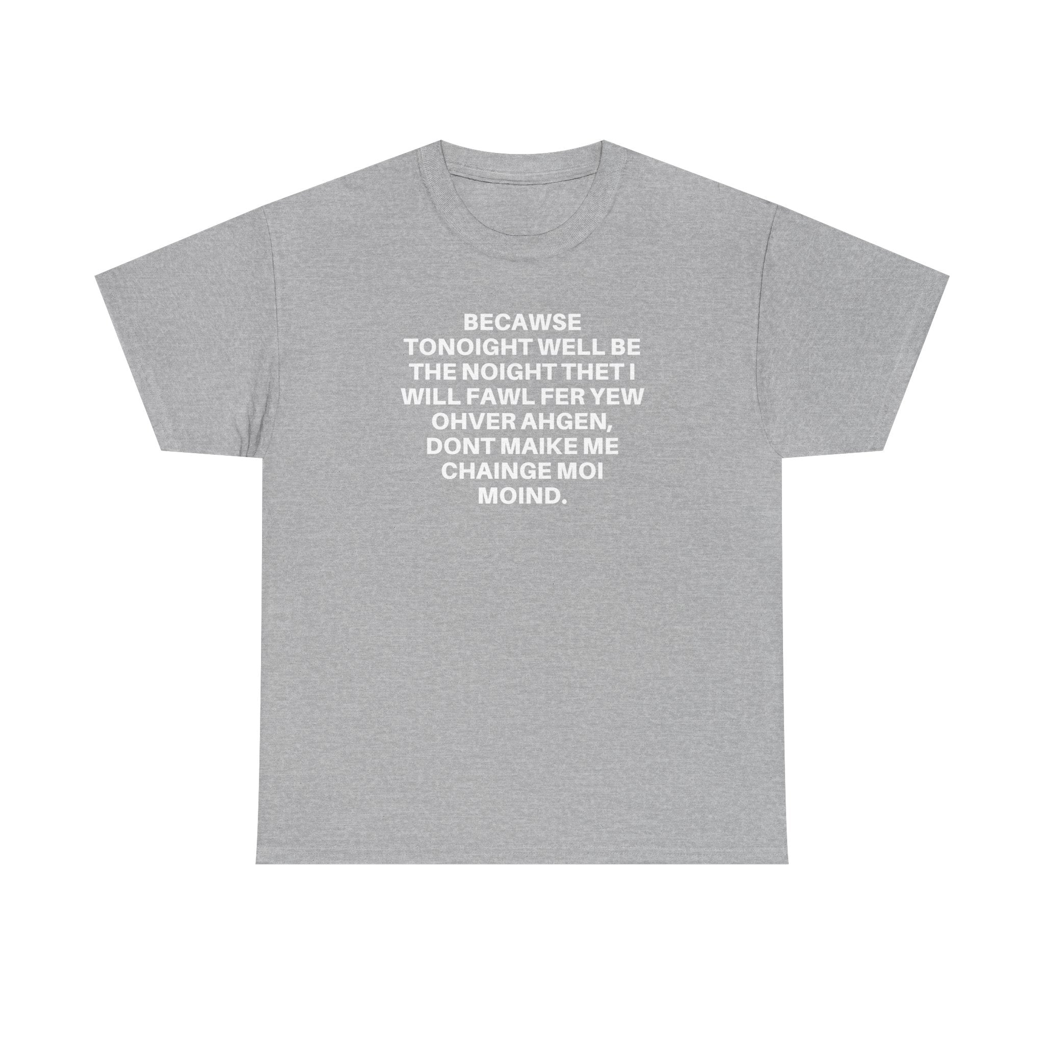 Printify Over Again t-shirt featuring a bold graphic design on a soft cotton fabric, displayed on a neutral background.