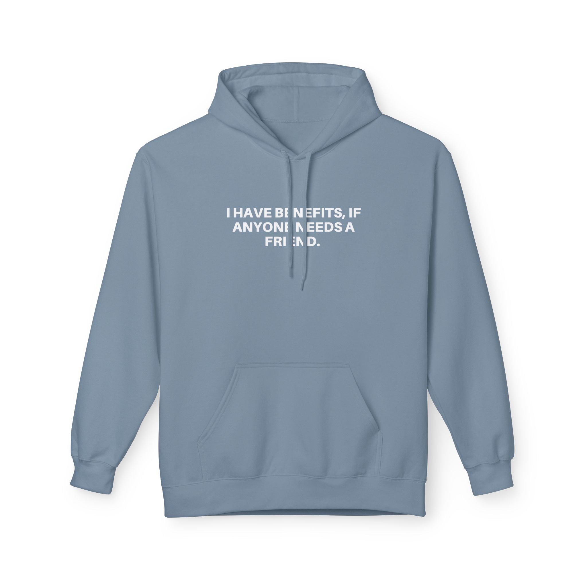 Printify Anyone Need A Friend hoodie in a cozy fit, featuring a playful graphic on a soft fabric background.
