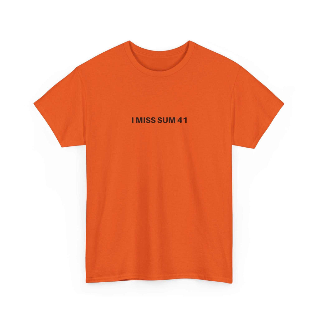 Black I MISS SUM 41 t-shirt by Printify featuring a bold graphic design and short sleeves.