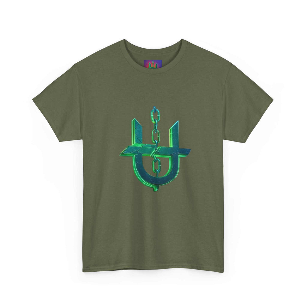 Green Neon Unhinged logo T-shirt by Printify, featuring a vibrant graphic design on soft cotton fabric.