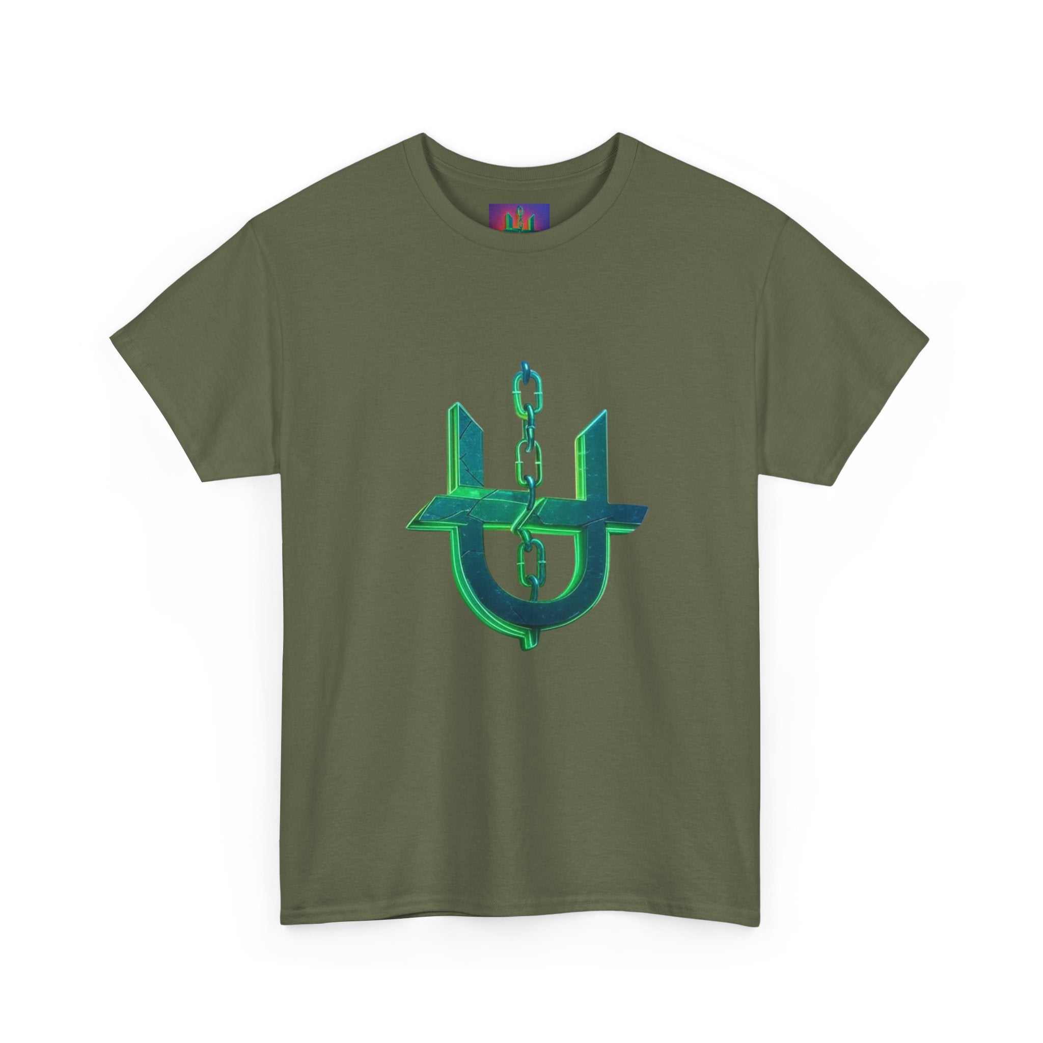 Green Neon Unhinged logo T-shirt by Printify, featuring a vibrant graphic design on soft cotton fabric.