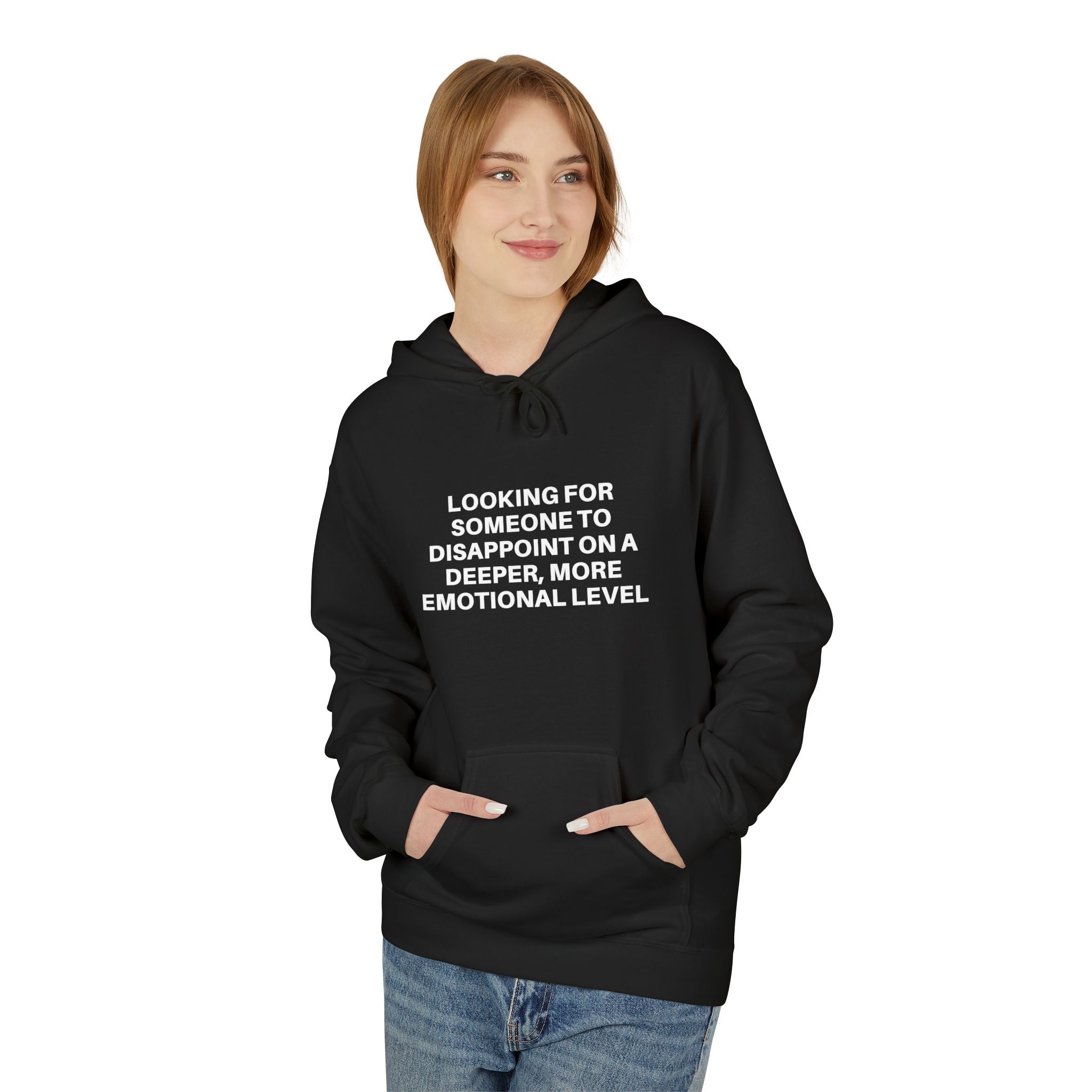 Printify Deeper Level Hoodie in a soft fabric, featuring a relaxed fit and adjustable drawstring hood.