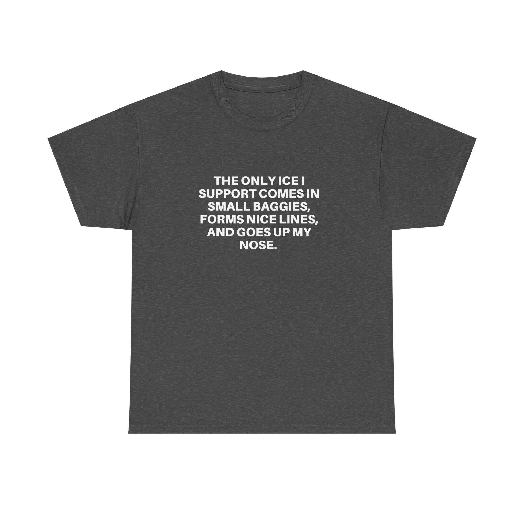 Printify Ice Ice Baby T-Shirt featuring a colorful graphic design on a classic fit cotton fabric.