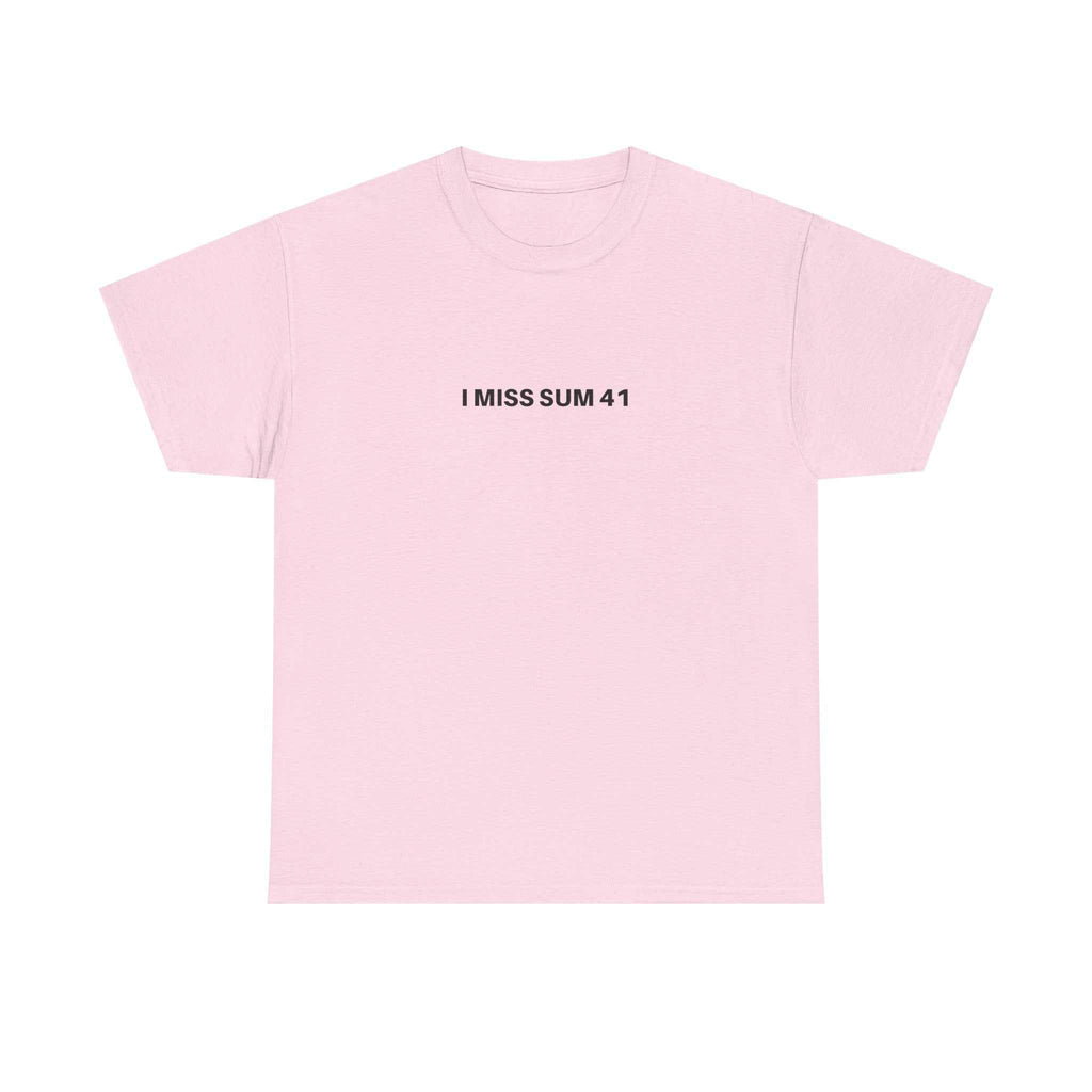 Black I MISS SUM 41 t-shirt from Printify featuring a bold graphic design and a classic fit.