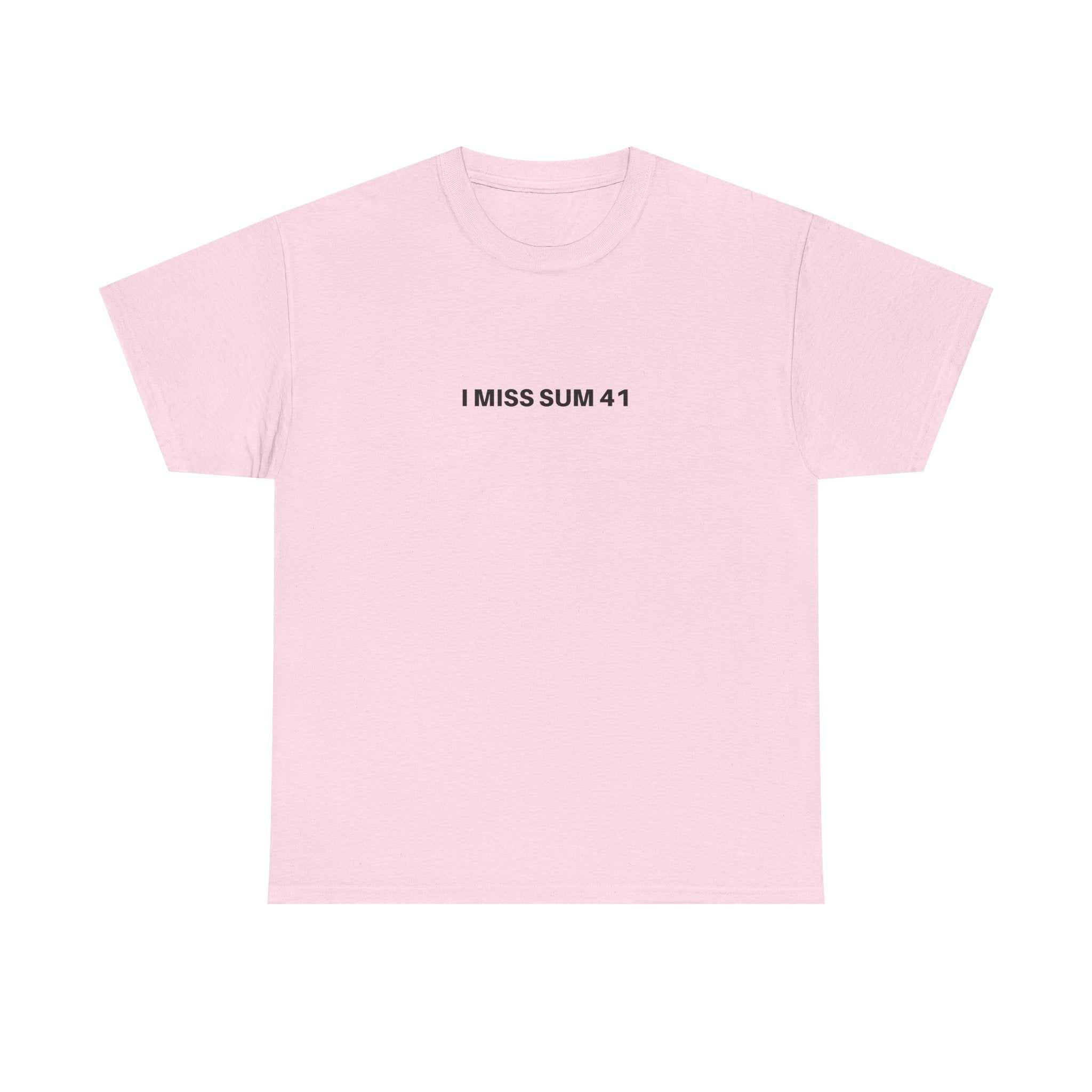 Black I MISS SUM 41 t-shirt from Printify featuring a bold graphic design and a classic fit.