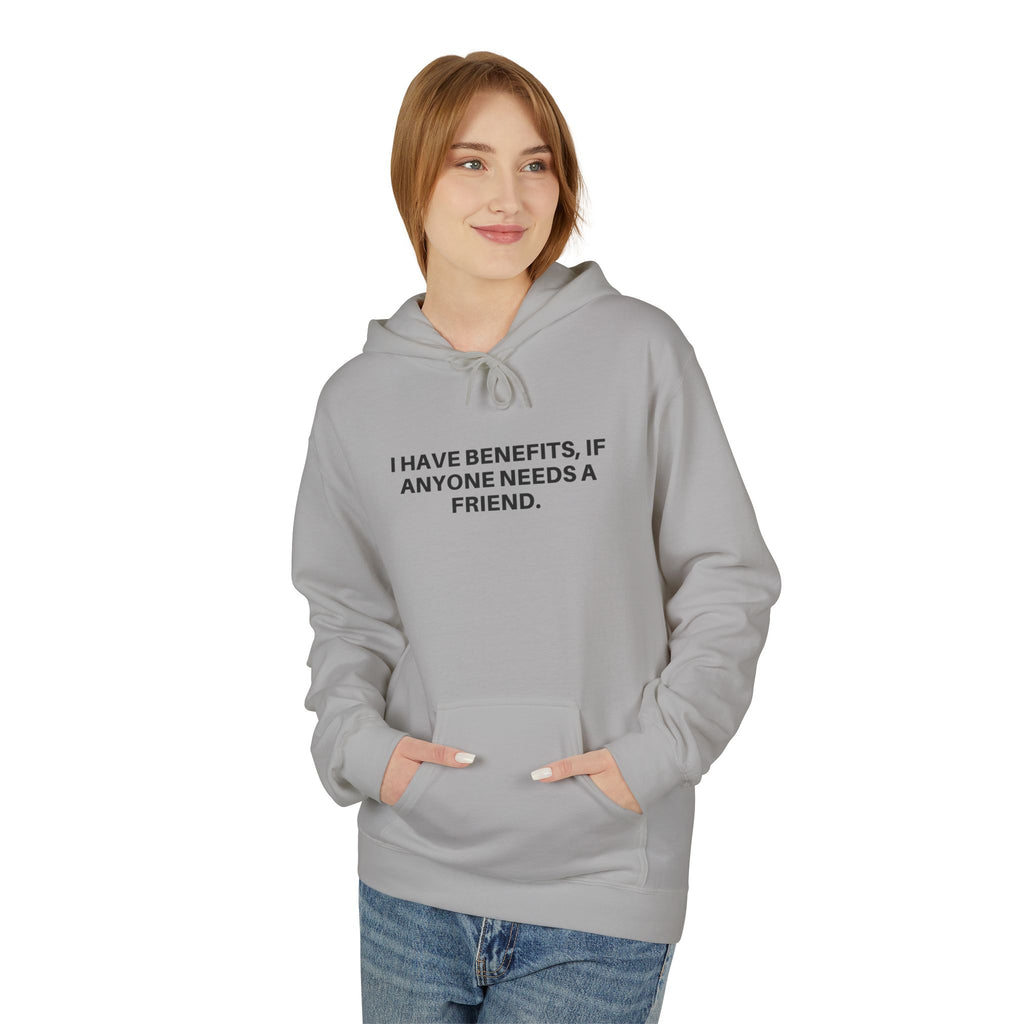 Printify Anyone Need A Friend hoodie in soft fabric with a playful graphic design and a cozy fit.