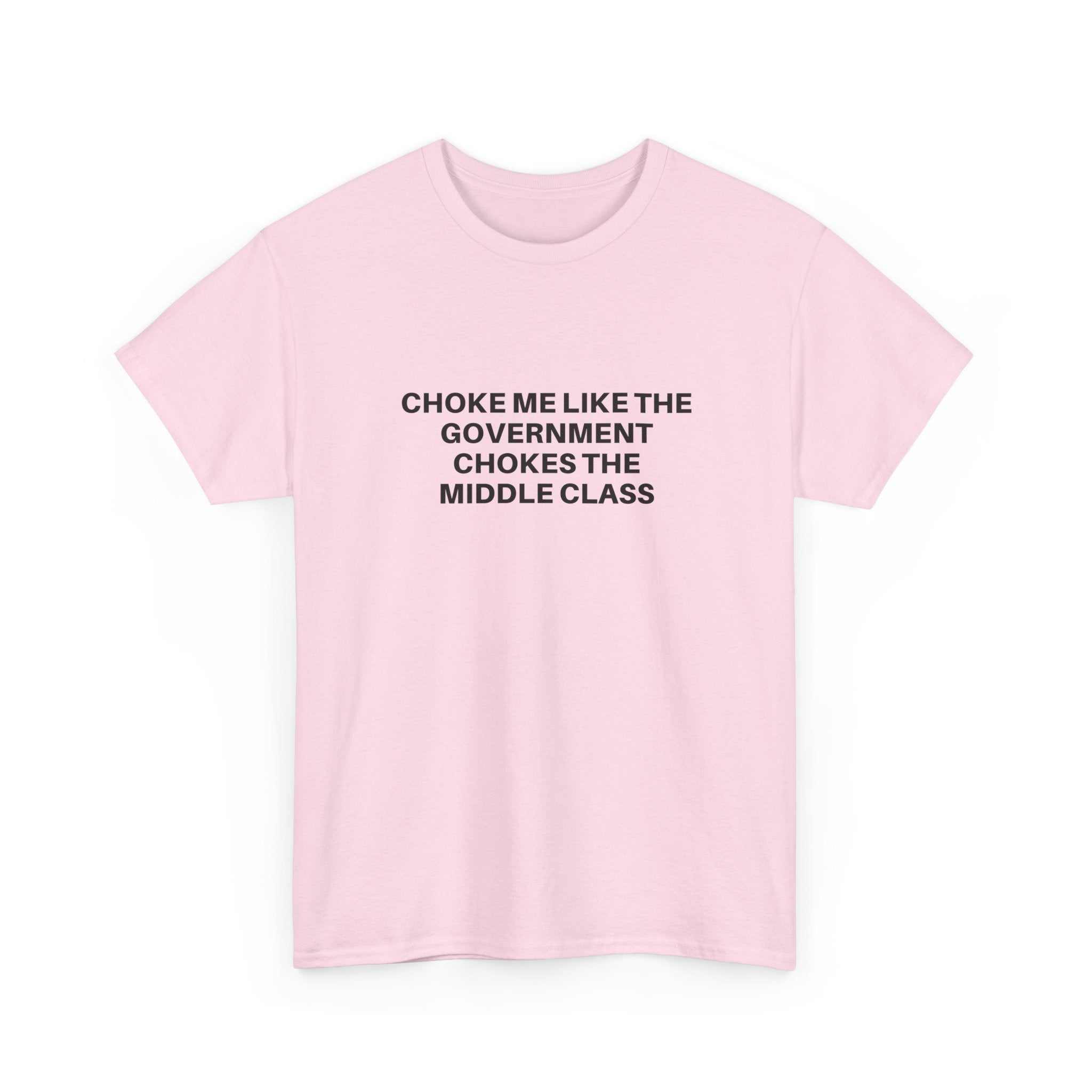 Black "Choke Me" T-shirt by Printify featuring bold white text on a soft, casual fabric.