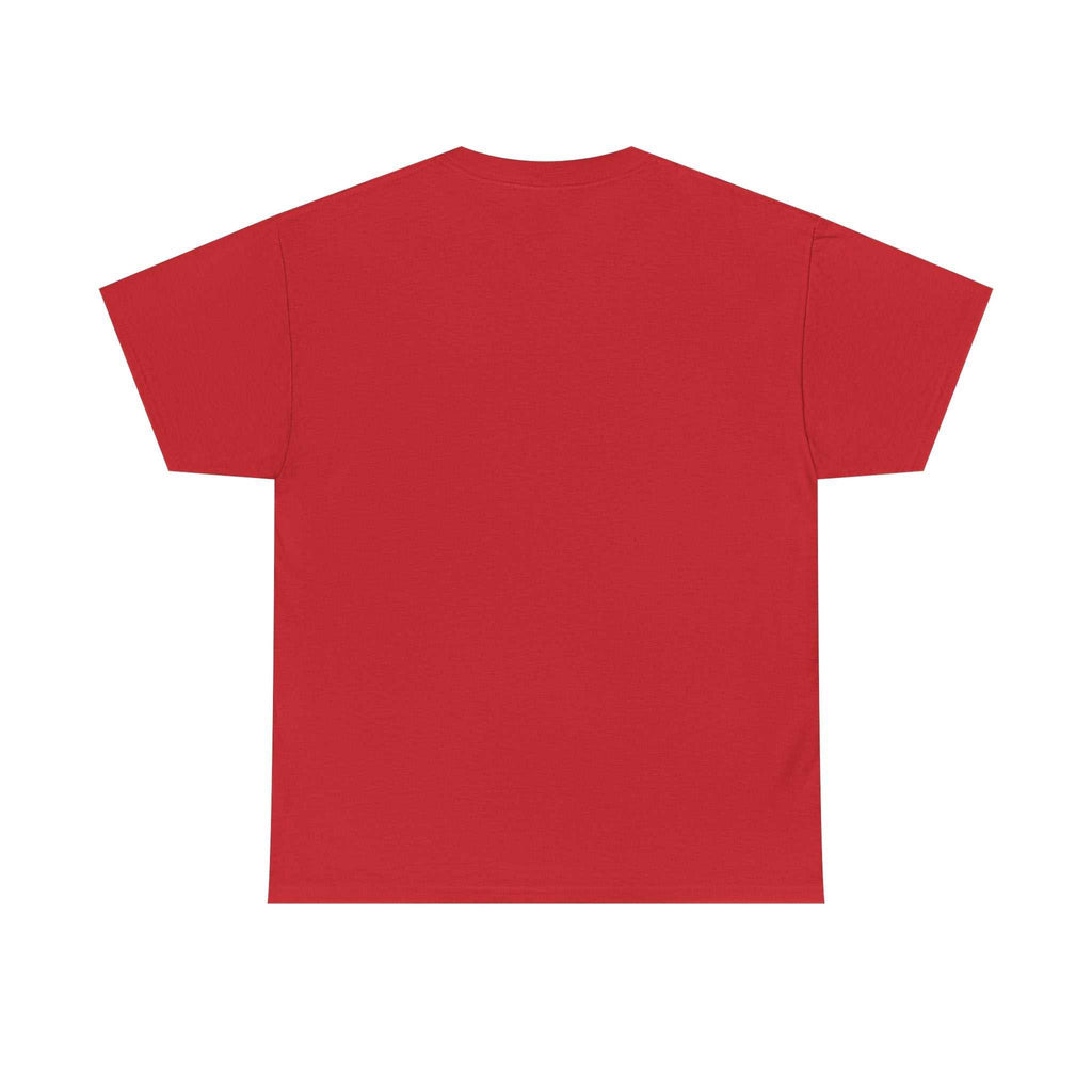 Red classic cotton Booger Sugar t-shirt shown from the back with relaxed fit and ribbed collar.