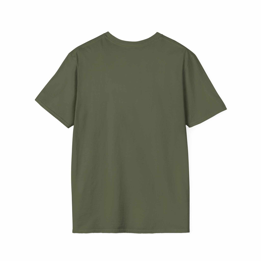 olive green lightweight crew-neck tee back view