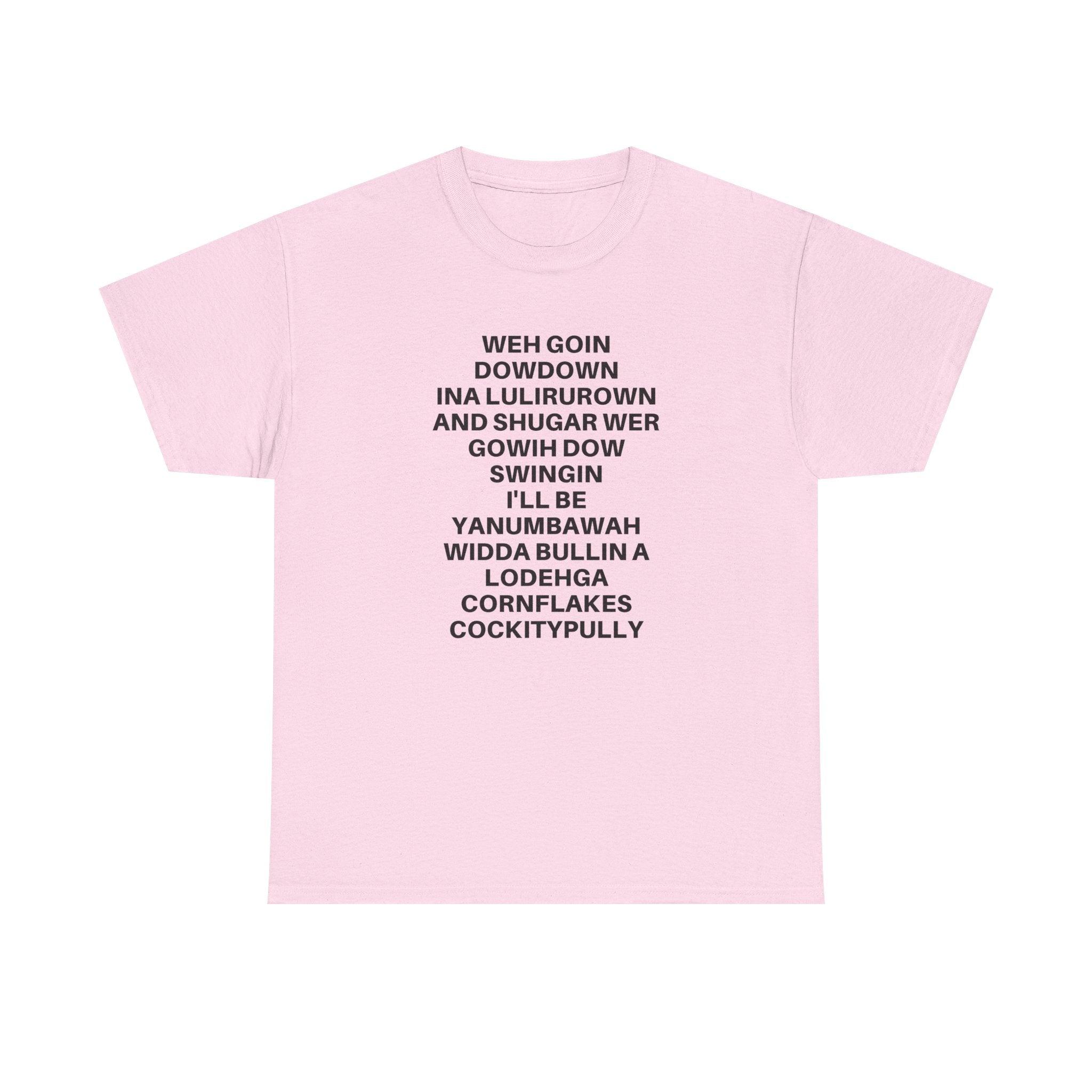 Printify going down swingin' T-Shirt featuring bold graphic design on a classic fit cotton fabric.