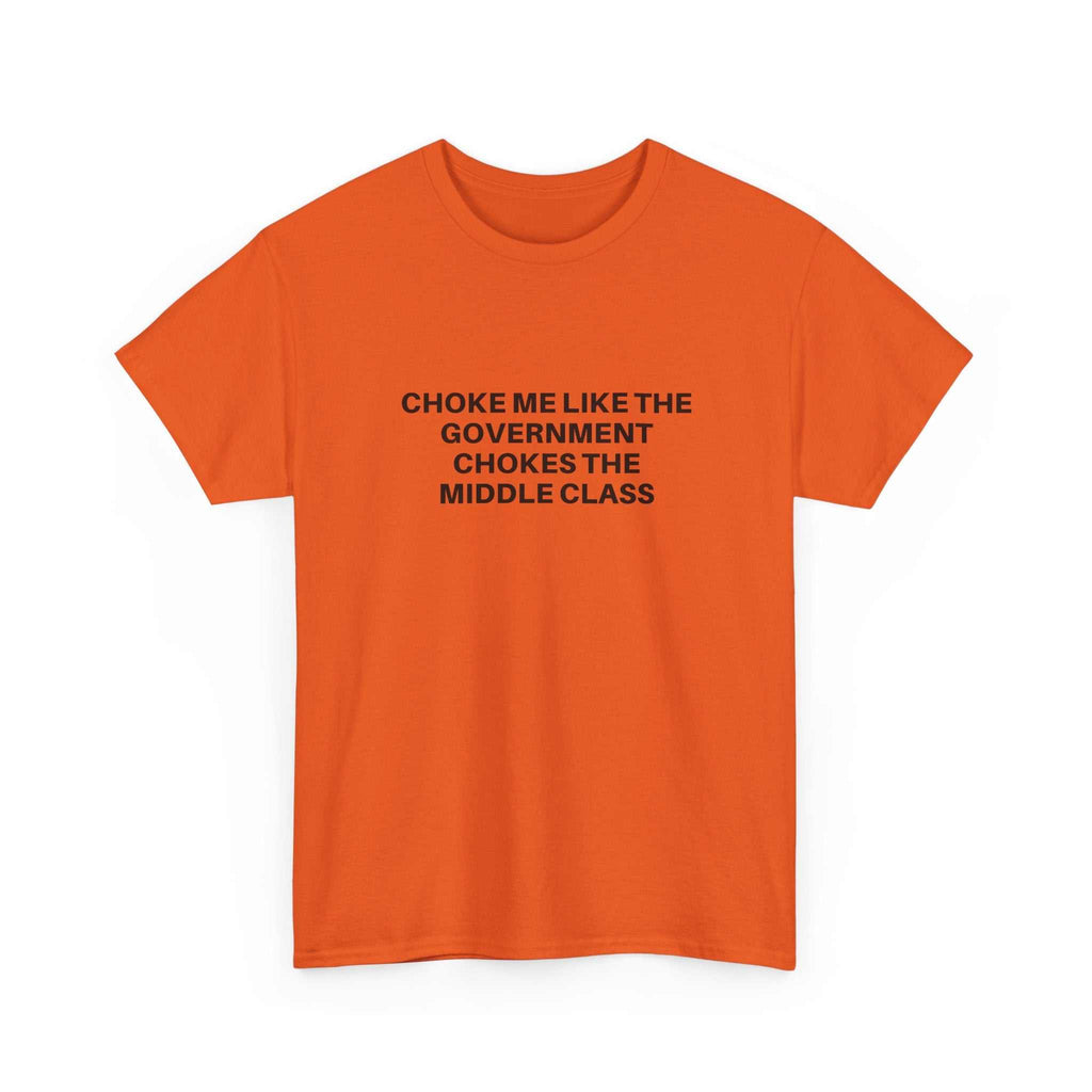 Black "Choke Me" t-shirt by Printify, featuring bold graphic text and a relaxed fit on a plain background.