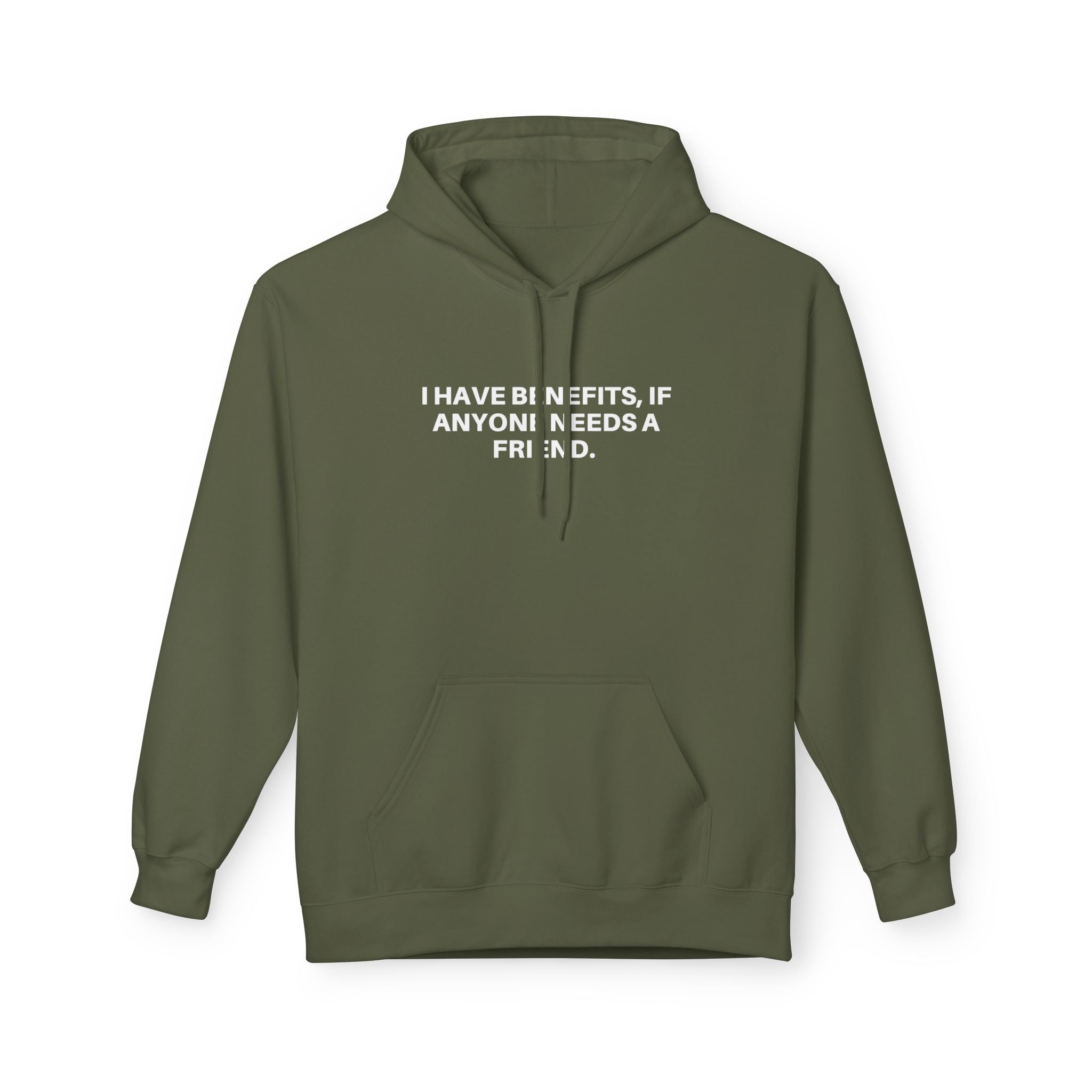Printify Anyone Need A Friend Hoodie in soft cotton, featuring a playful graphic design on a cozy, casual fit.
