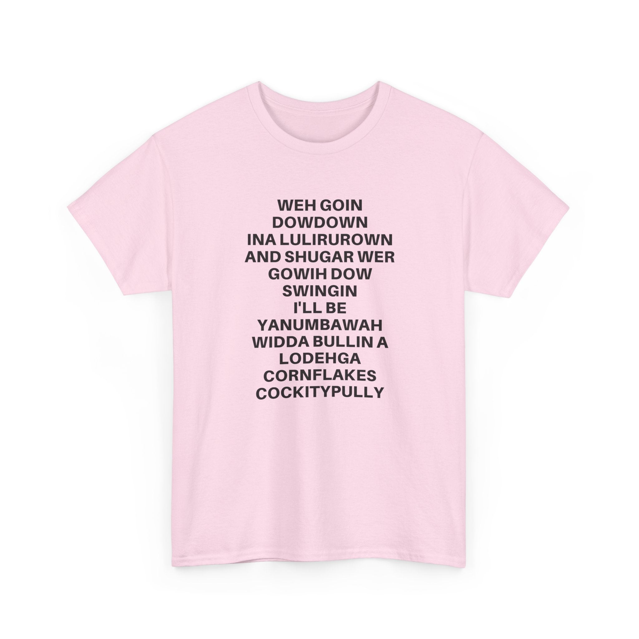 Printify going down swingin' T-shirt featuring a bold graphic design on soft fabric.
