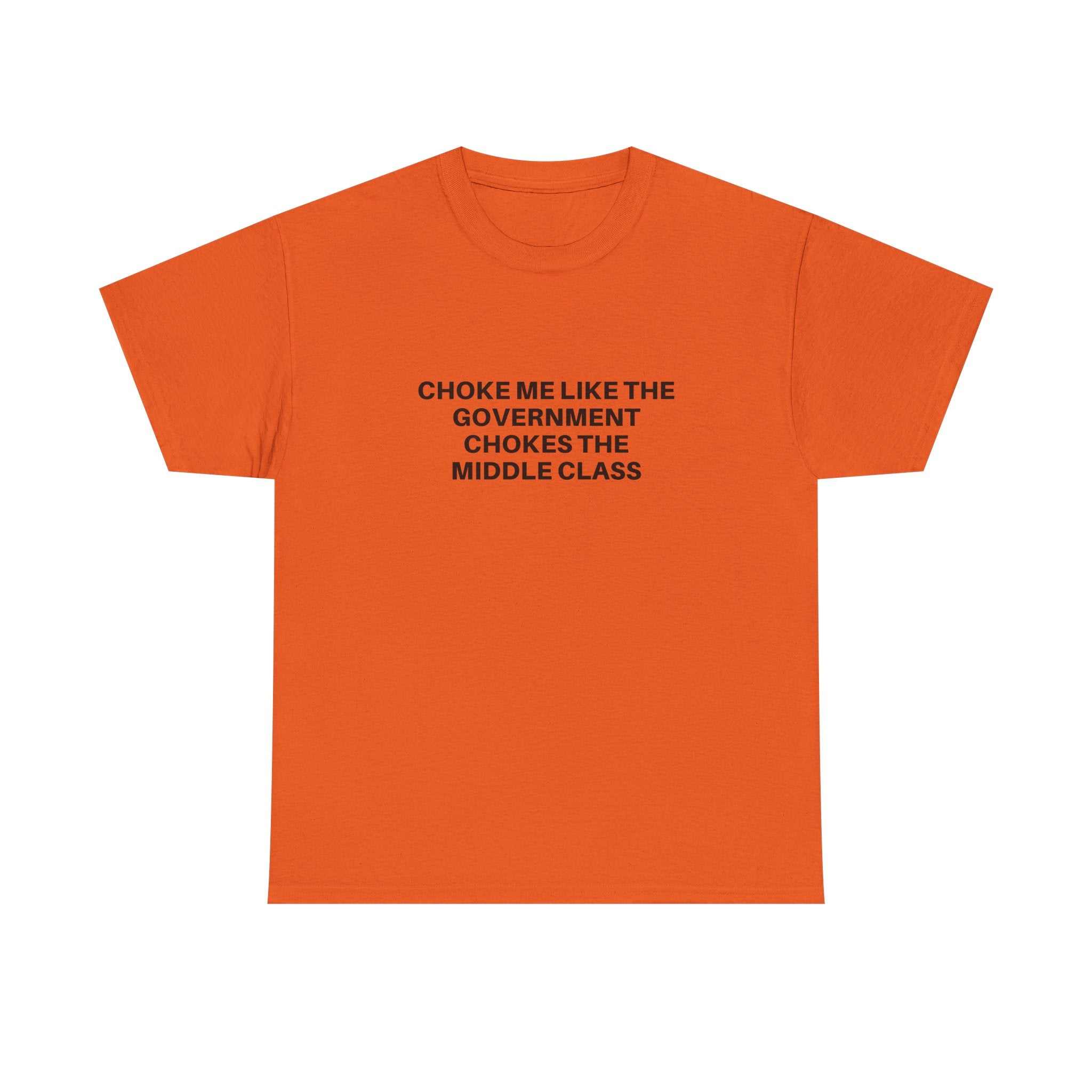 Black "Choke Me" graphic t-shirt by Printify displayed on a hanger against a neutral background.