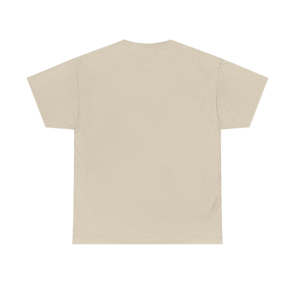 Beige Booger Sugar cotton T-shirt, classic relaxed fit, smooth tubular knit, ribbed collar, no side seams, minimalistic design.