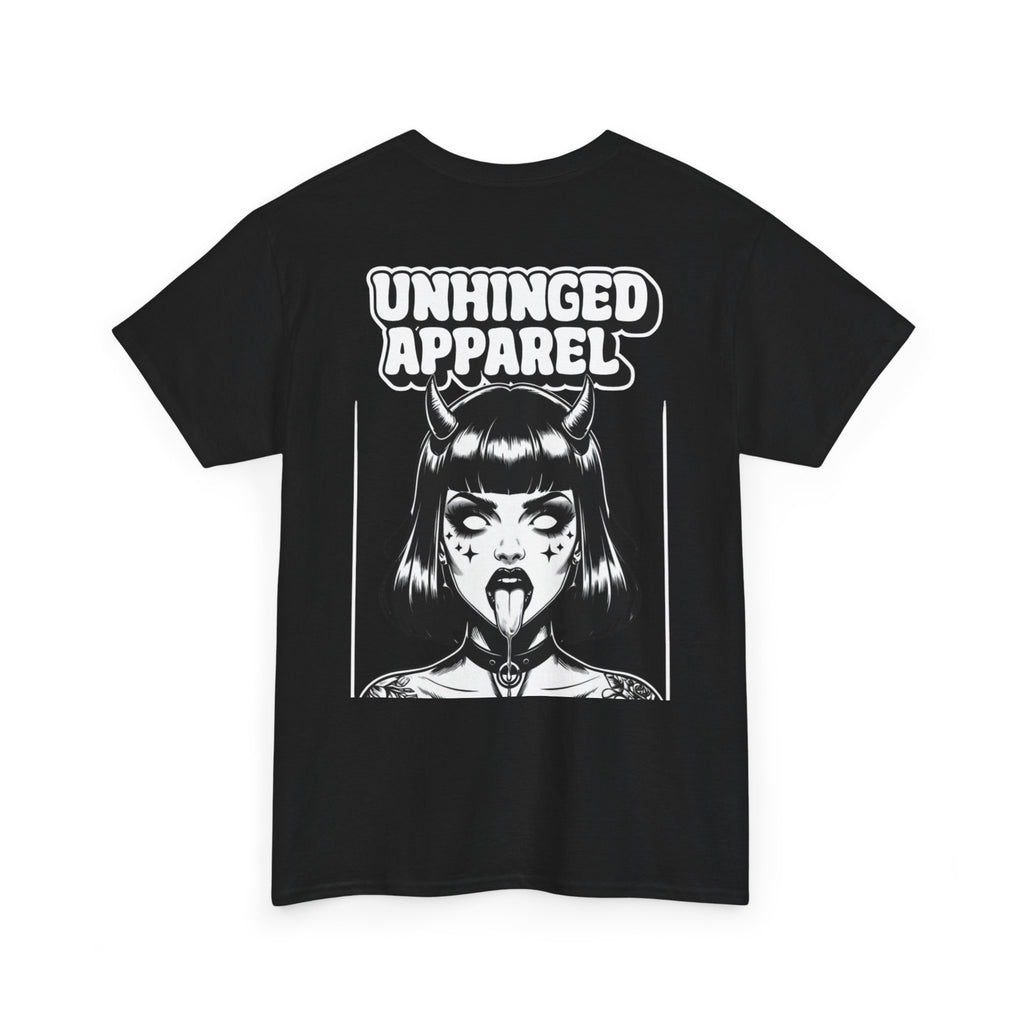 Unhinged Apparel Brand Tee- Double Sided Devil Girl