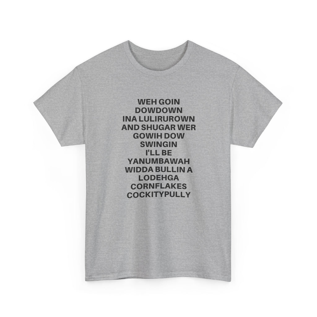 Printify going down swingin' T-shirt featuring a bold graphic design on a classic fit.