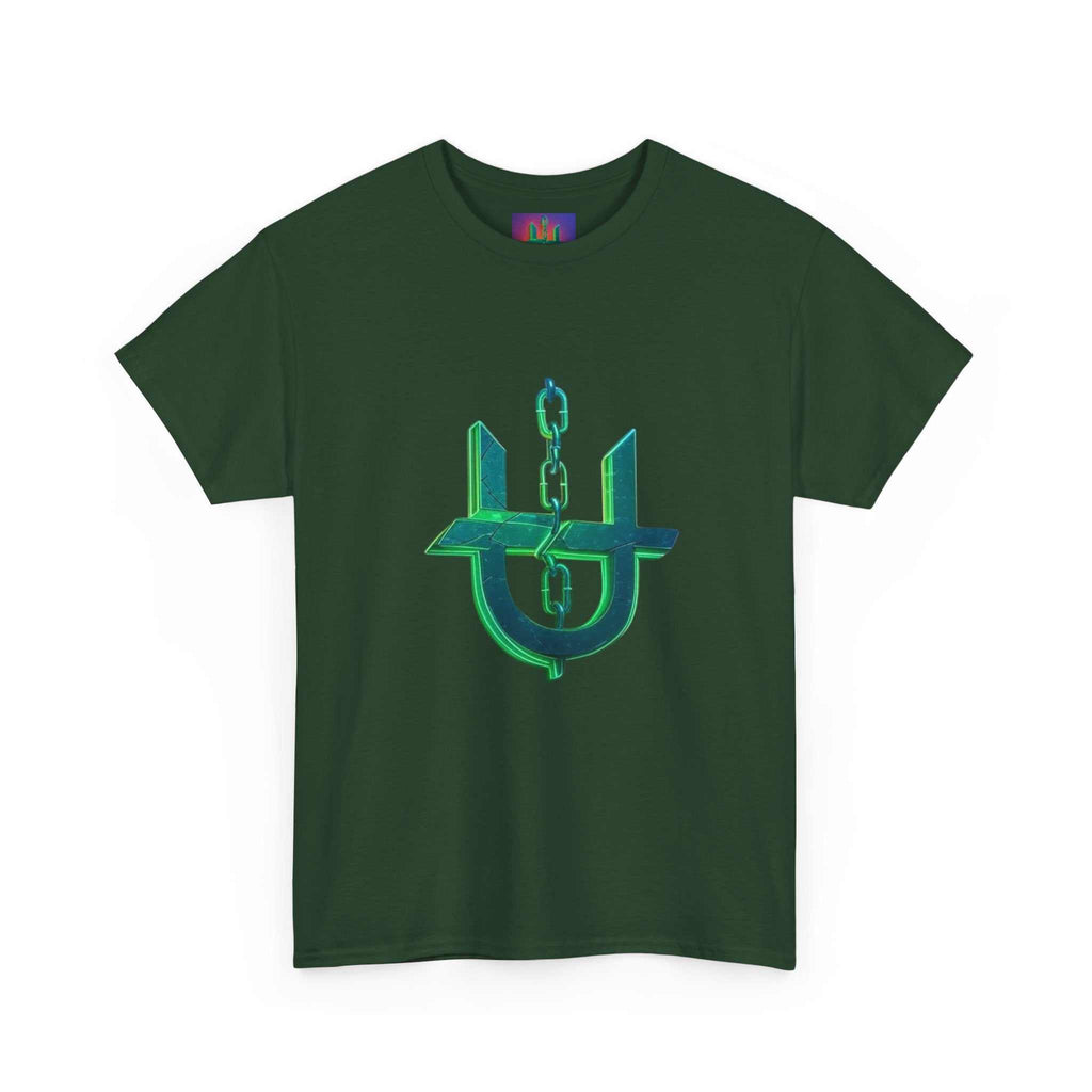 Green Neon Unhinged Logo T-Shirt by Printify featuring a bold graphic design on soft cotton fabric.