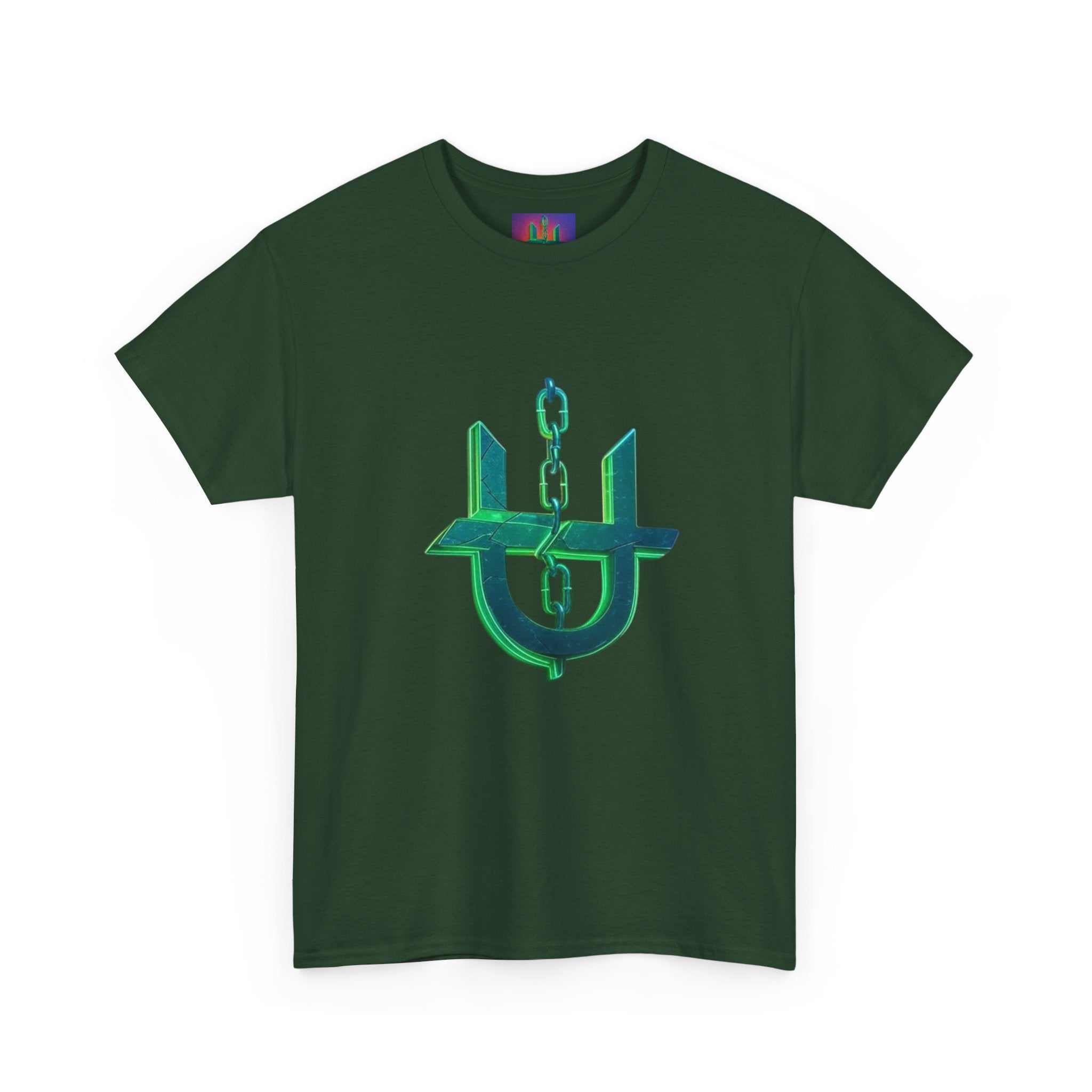Green Neon Unhinged Logo T-Shirt by Printify featuring a bold graphic design on soft cotton fabric.