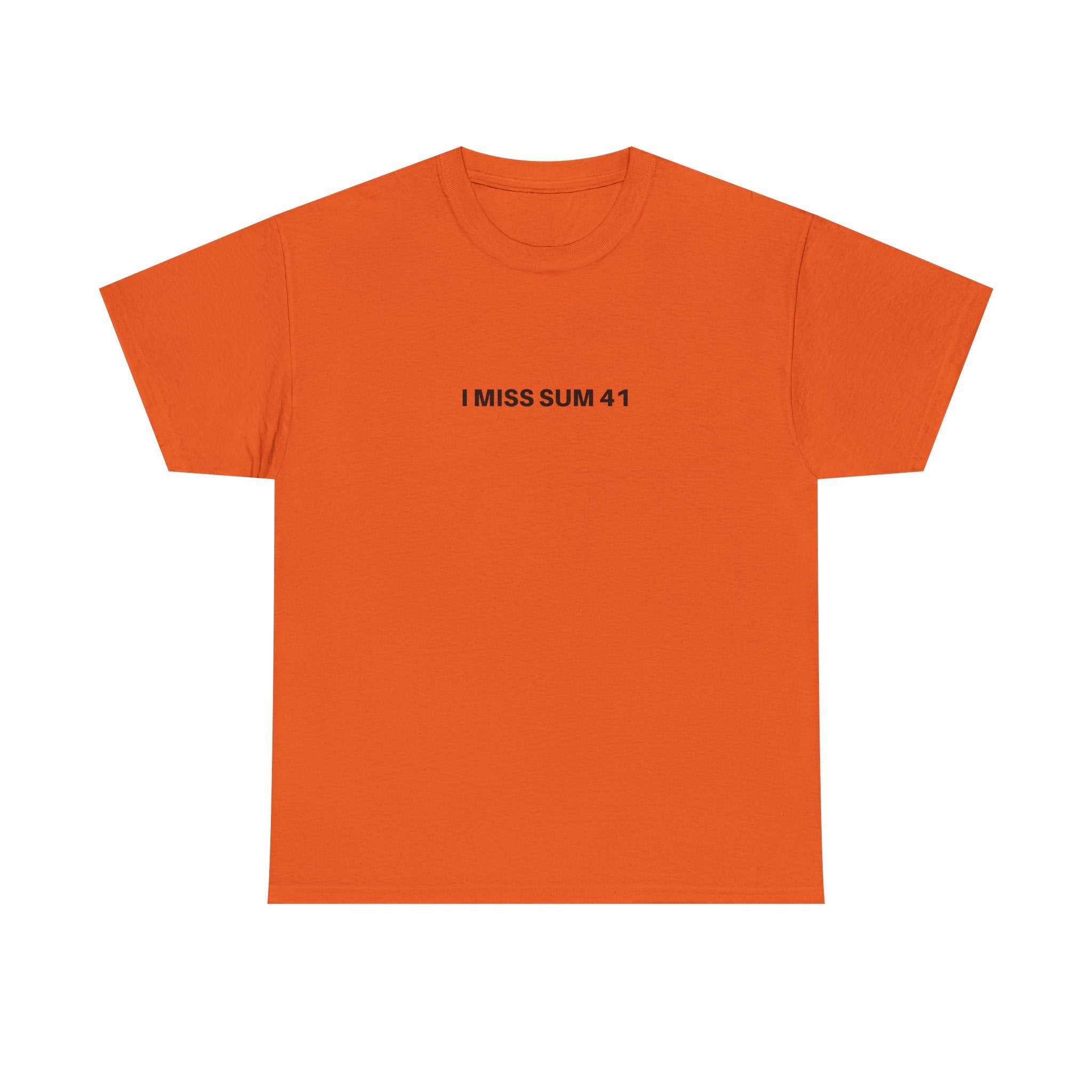 Black I MISS SUM 41 t-shirt by Printify featuring a graphic design with bold lettering and a relaxed fit.