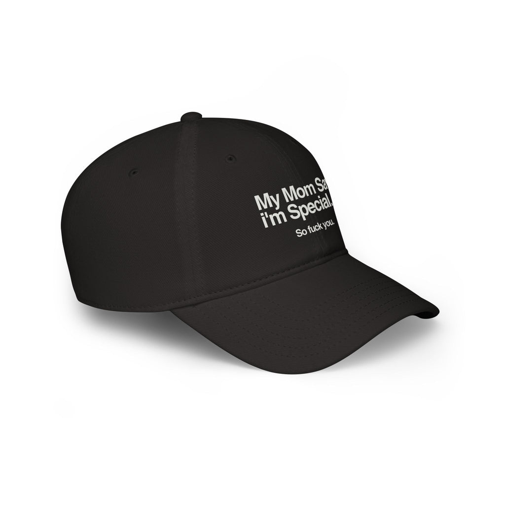 Printify My Mom Says hat in a stylish design, featuring bold lettering and a comfortable fit for casual wear.